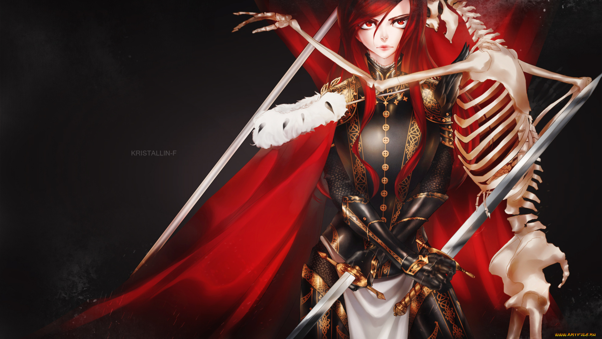 аниме, fairy, tail, маг, чародей, волшебник, elza, меч, скелет, девушка