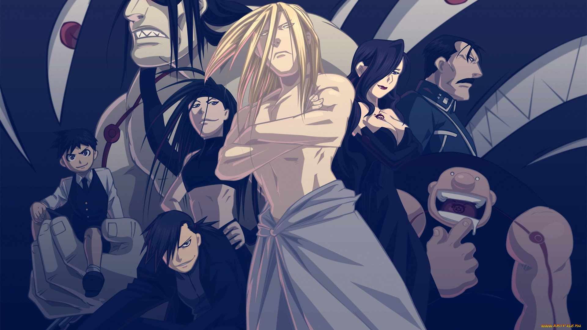 аниме, fullmetal, alchemist, greed, homunculus, lust, pride, father, wrath, gluttony, sloth, envy