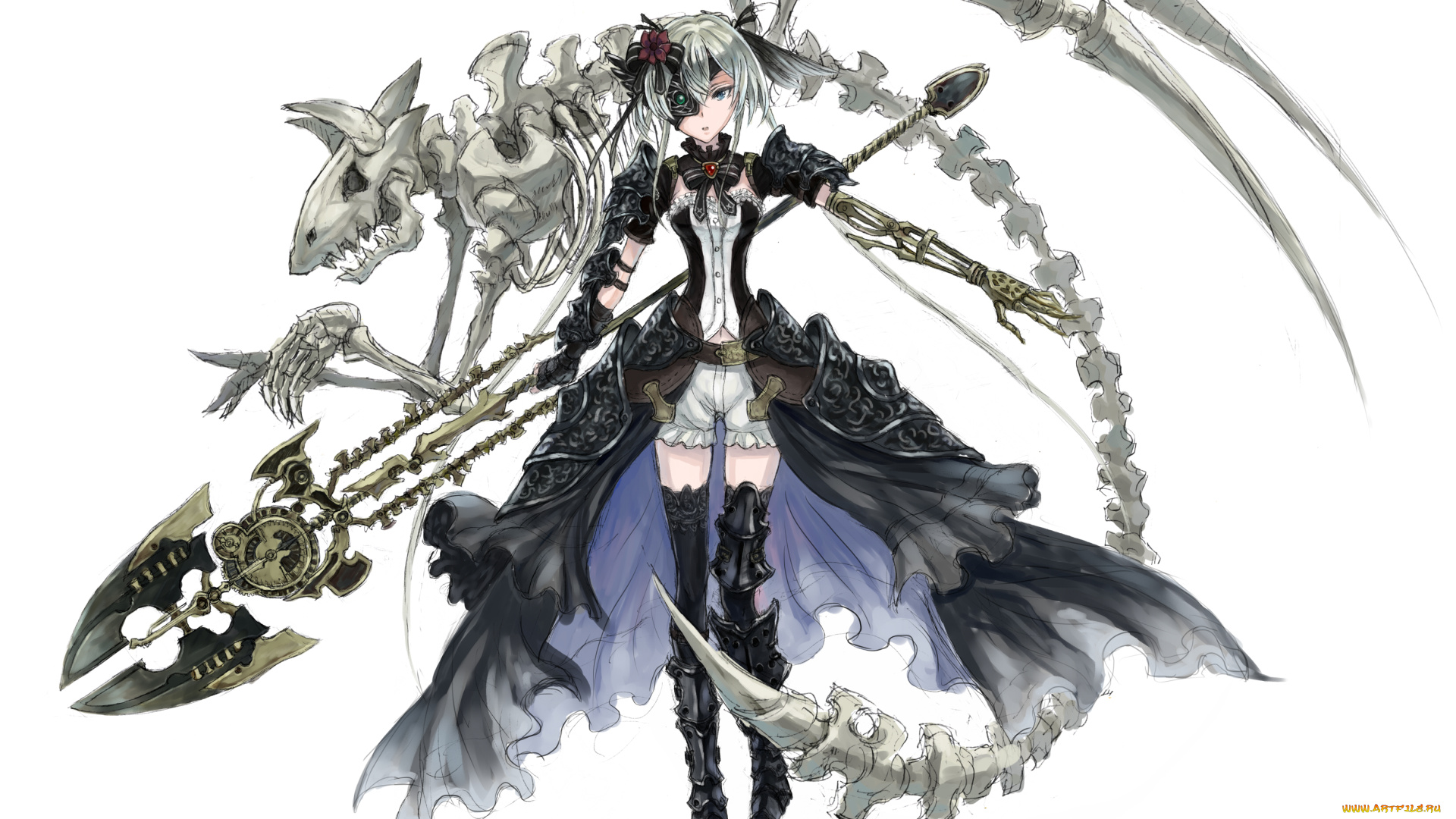 аниме, оружие, , техника, , технологии, cocoroten, арт, девушка, фон