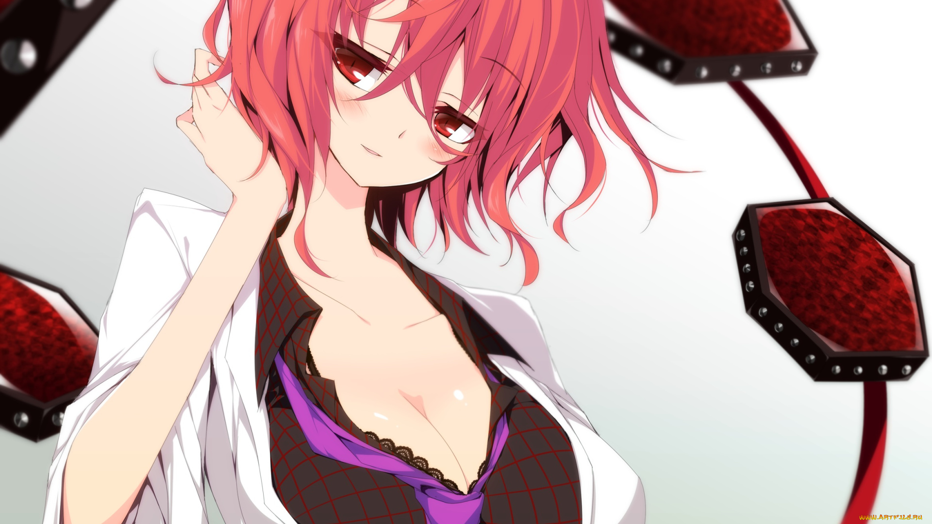 аниме, touhou, двушка, horikawa, raiko, арт, sakurame, красные, волосы