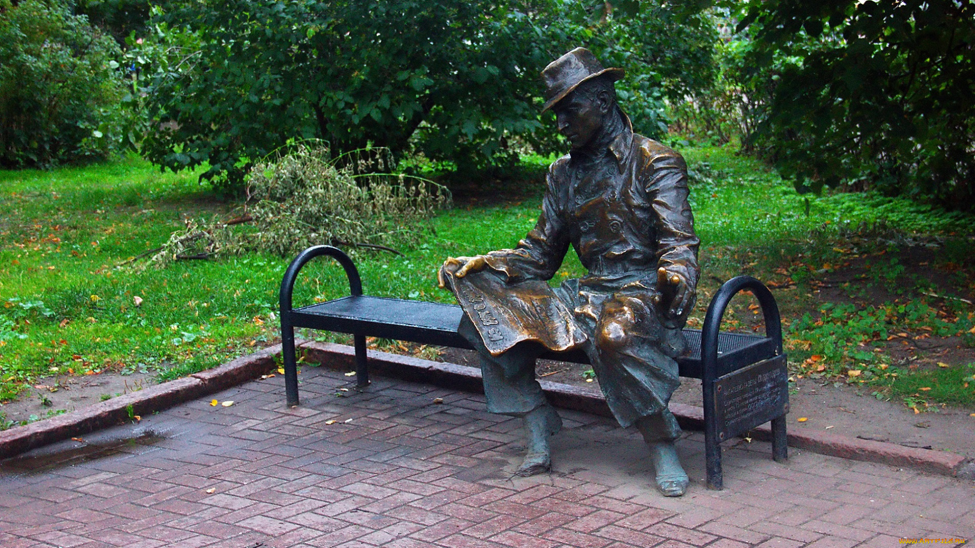 разное, рельефы, , статуи, , музейные, экспонаты, мужчина, парк, памятник, статуя, лавочка