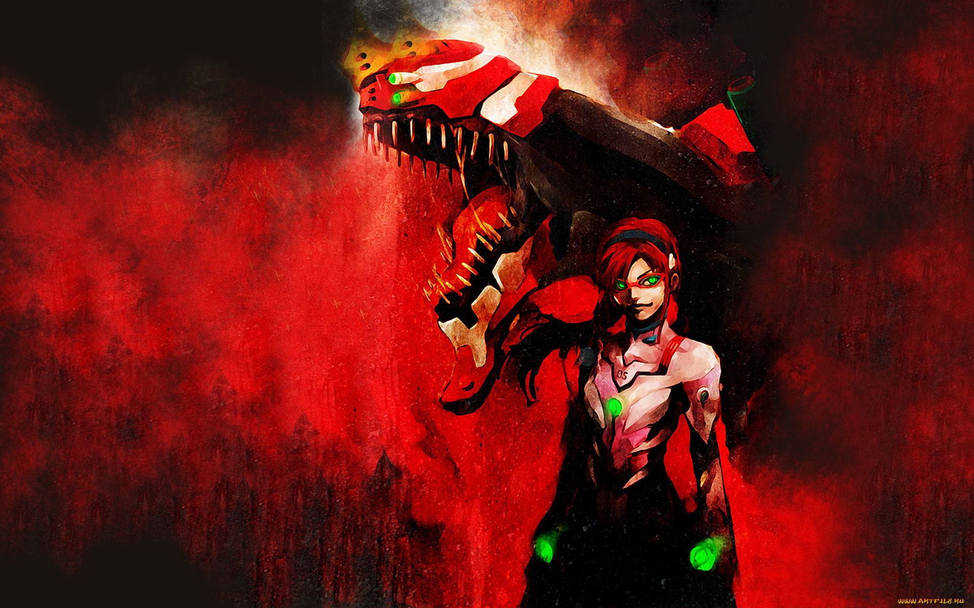 аниме, evangelion, робот, девушка, арт, eva-02, neon, genesis