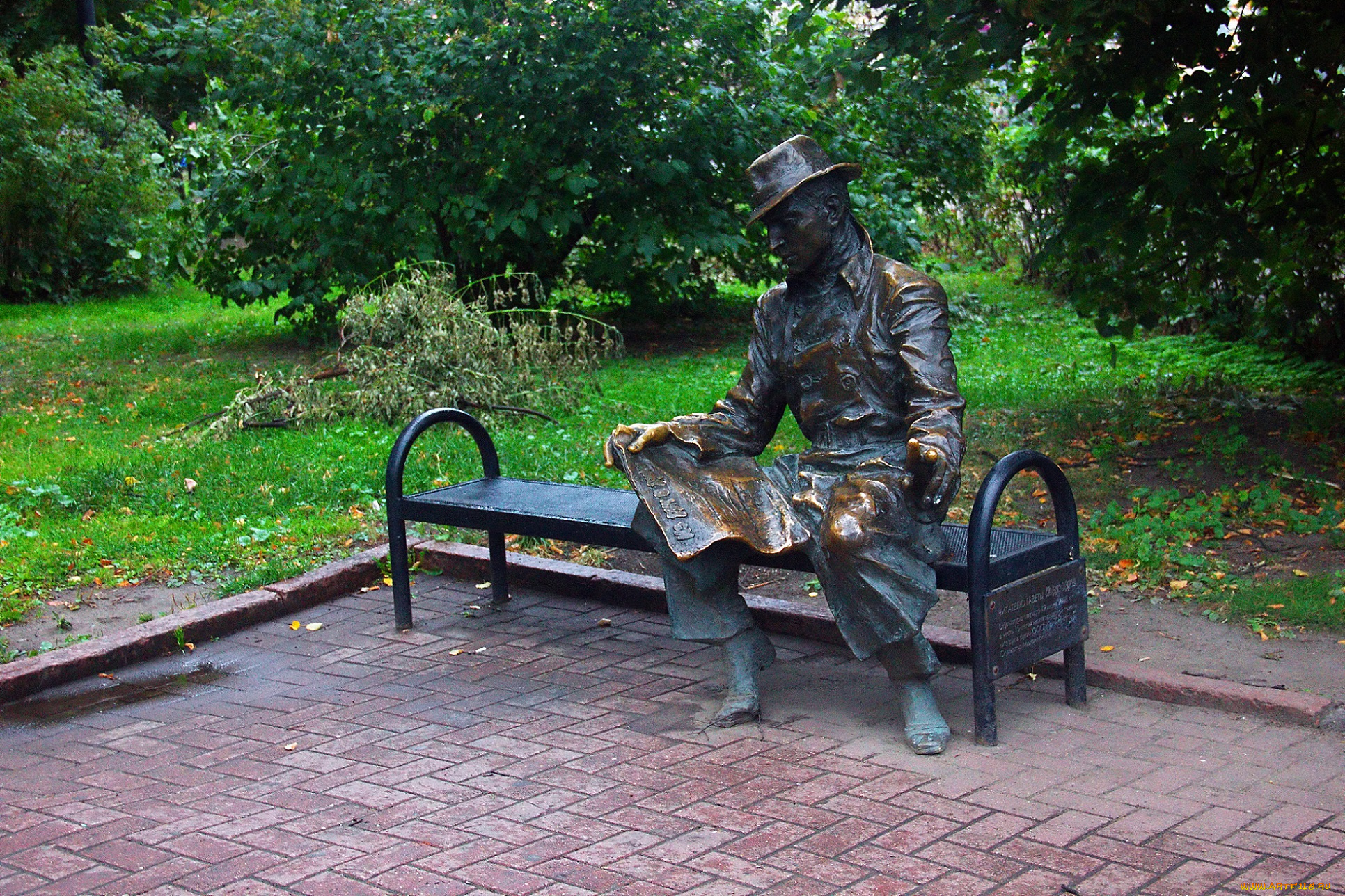 разное, рельефы, , статуи, , музейные, экспонаты, мужчина, парк, памятник, статуя, лавочка