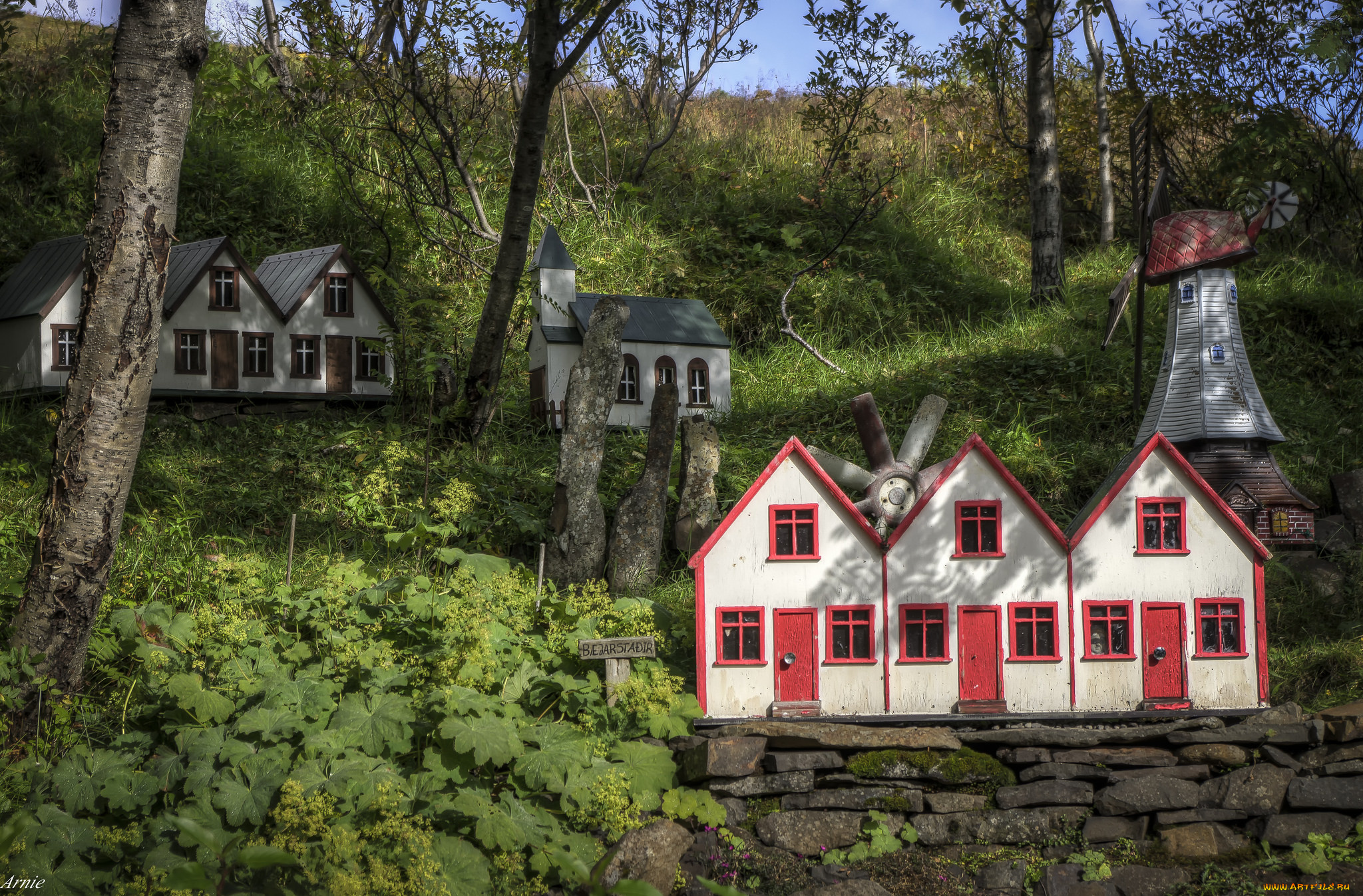 разное, садовые, и, парковые, скульптуры, домики, деревья, природа