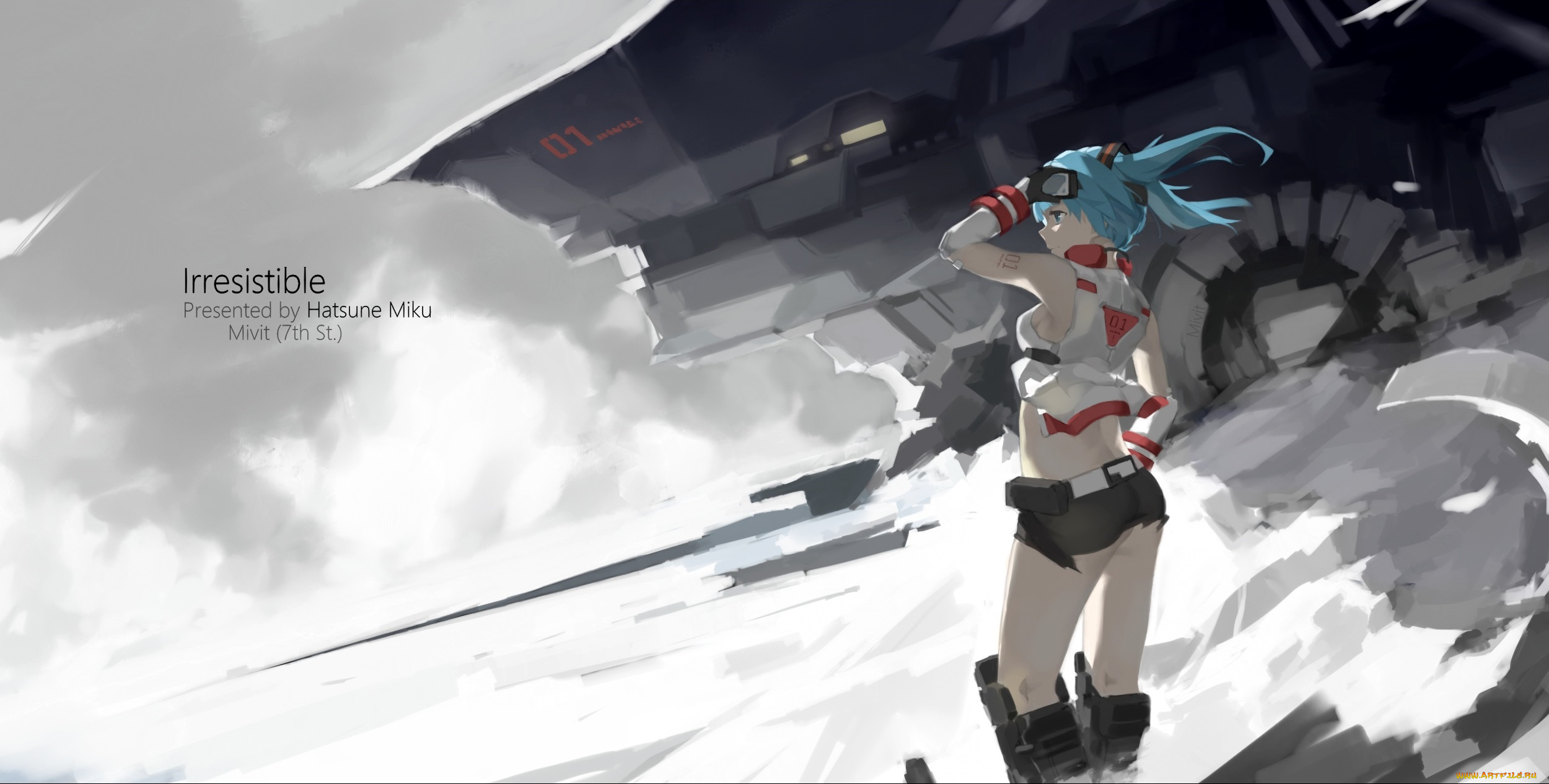 аниме, vocaloid, hatsune, miku, серость, девушка, арт, mivit