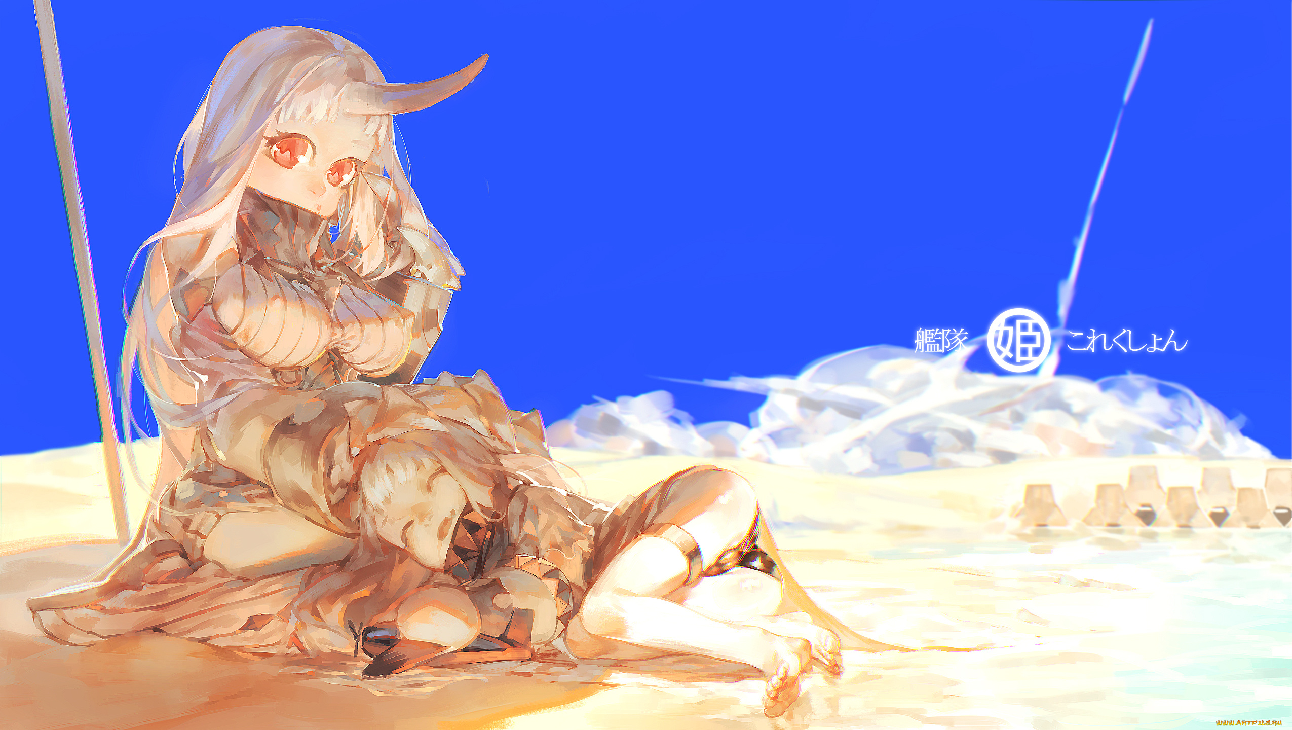 аниме, kantai, collection, yotsuyu, kantai, collection, seaport, hime, northern, ocean