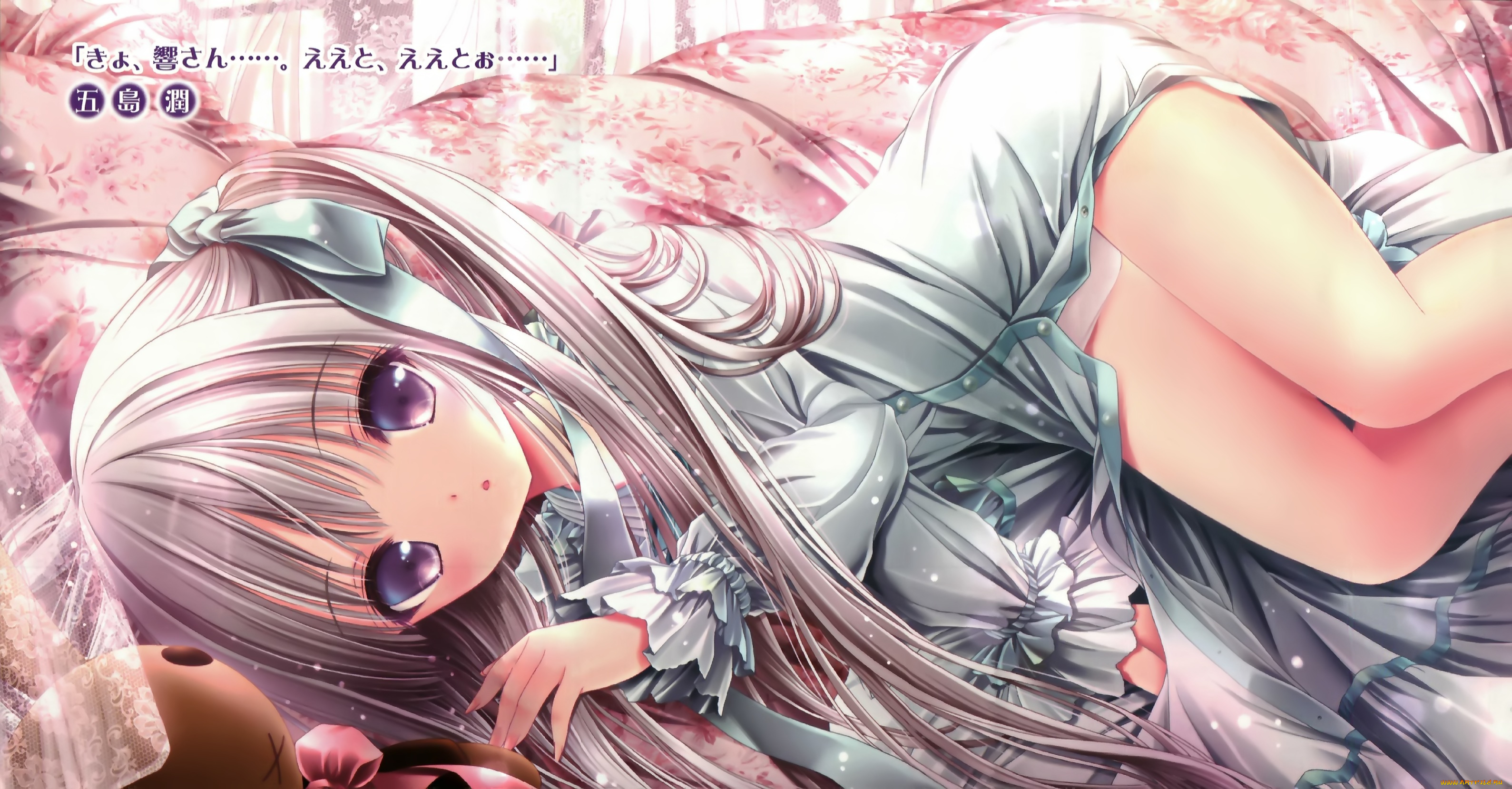 аниме, tinkle, , artbook, арт, tinkle, лежит, девушка, взгляд