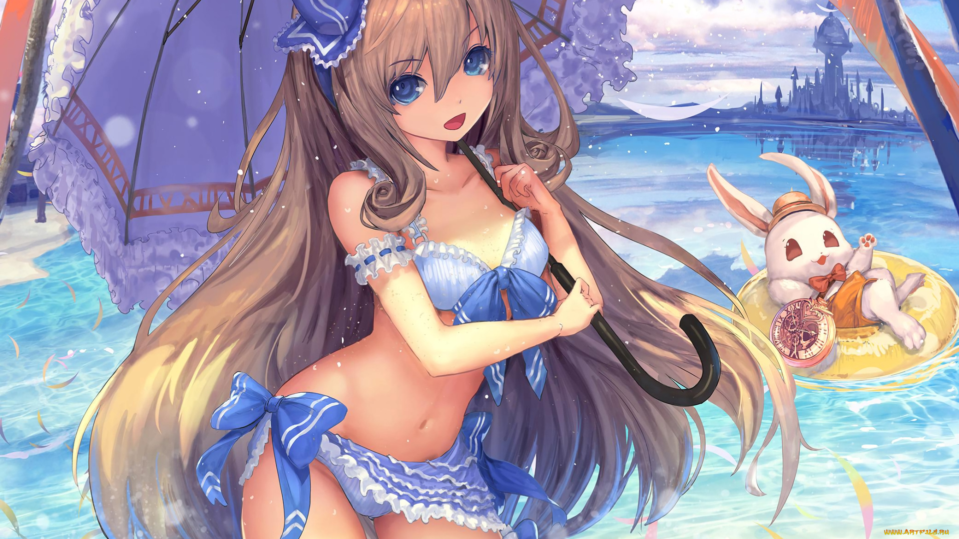 аниме, alice, in, wonderland, tachikawa, mushimaro, алиса, кролик, зонт