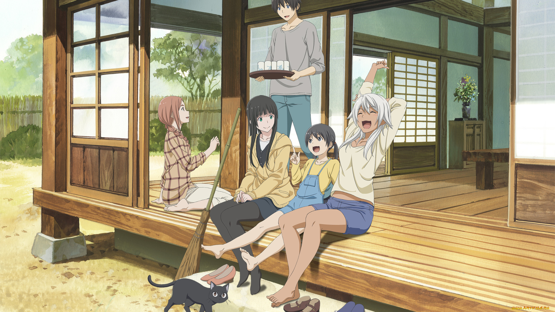 аниме, город, , улицы, , здания, flying, witch, chito, ishiwatari, nao, kowata, akane, makoto, kuramoto, chinatsu, kei, yunomi