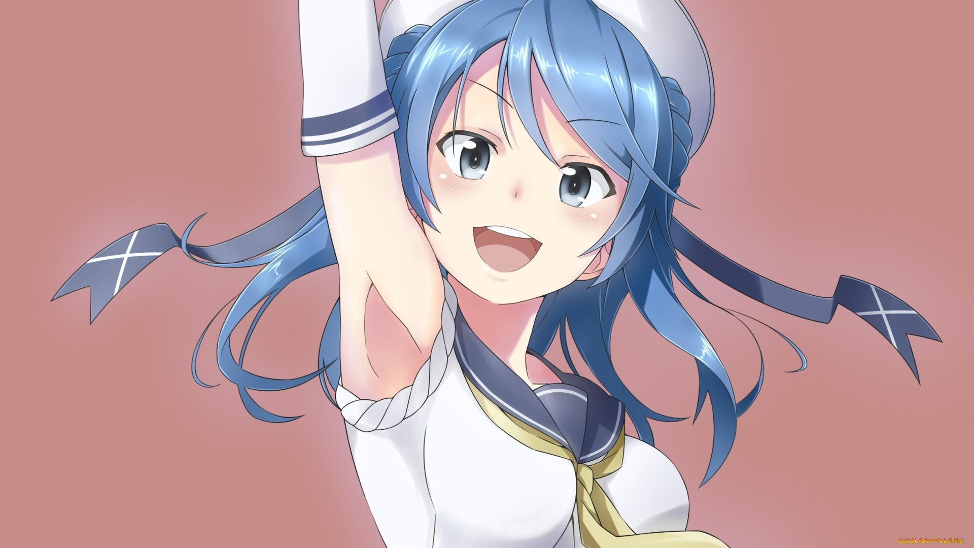 аниме, kantai, collection, девушка, взгляд, фон