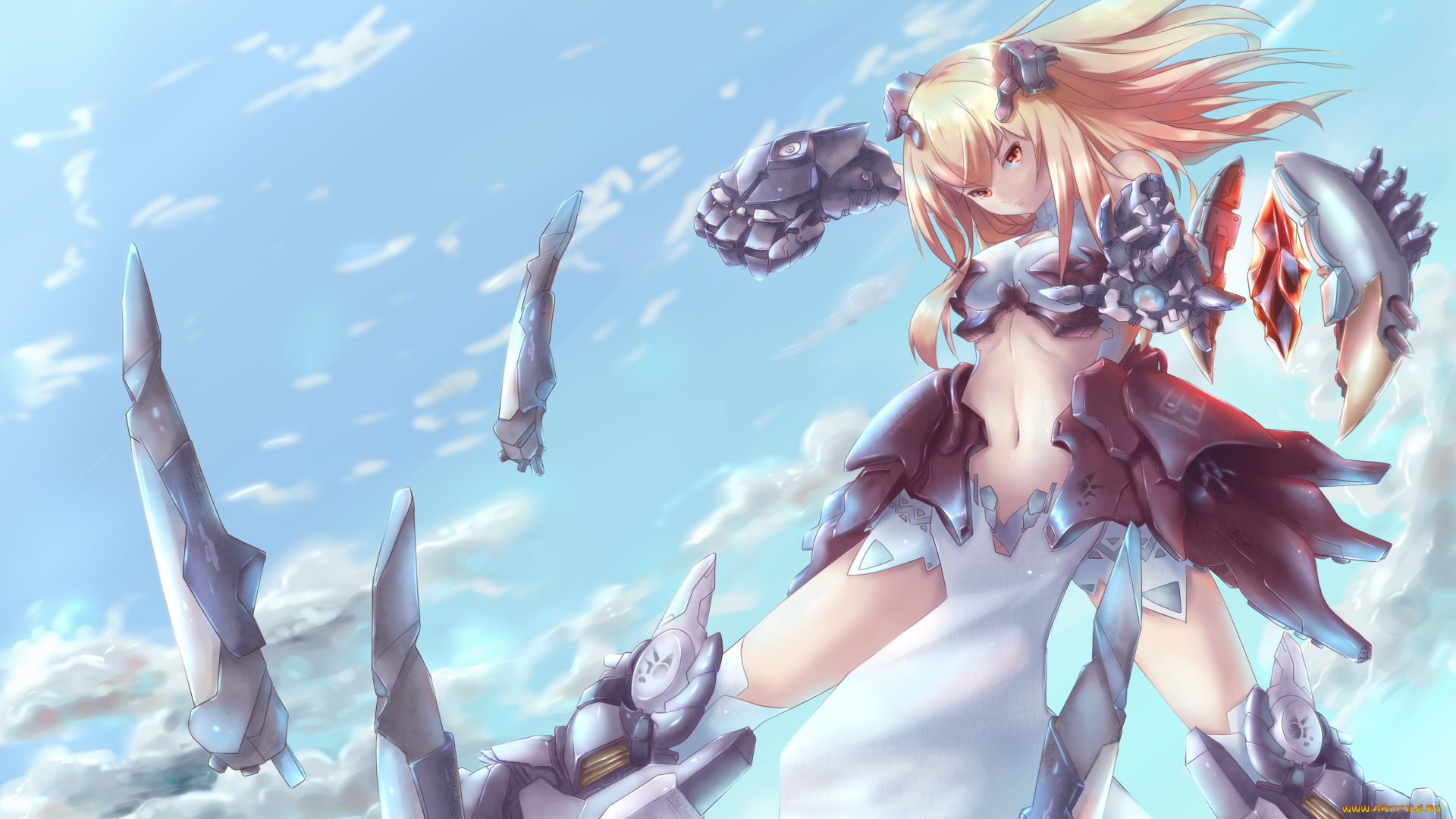 аниме, оружие, , техника, , технологии, арт, девушка, доспехи, броня