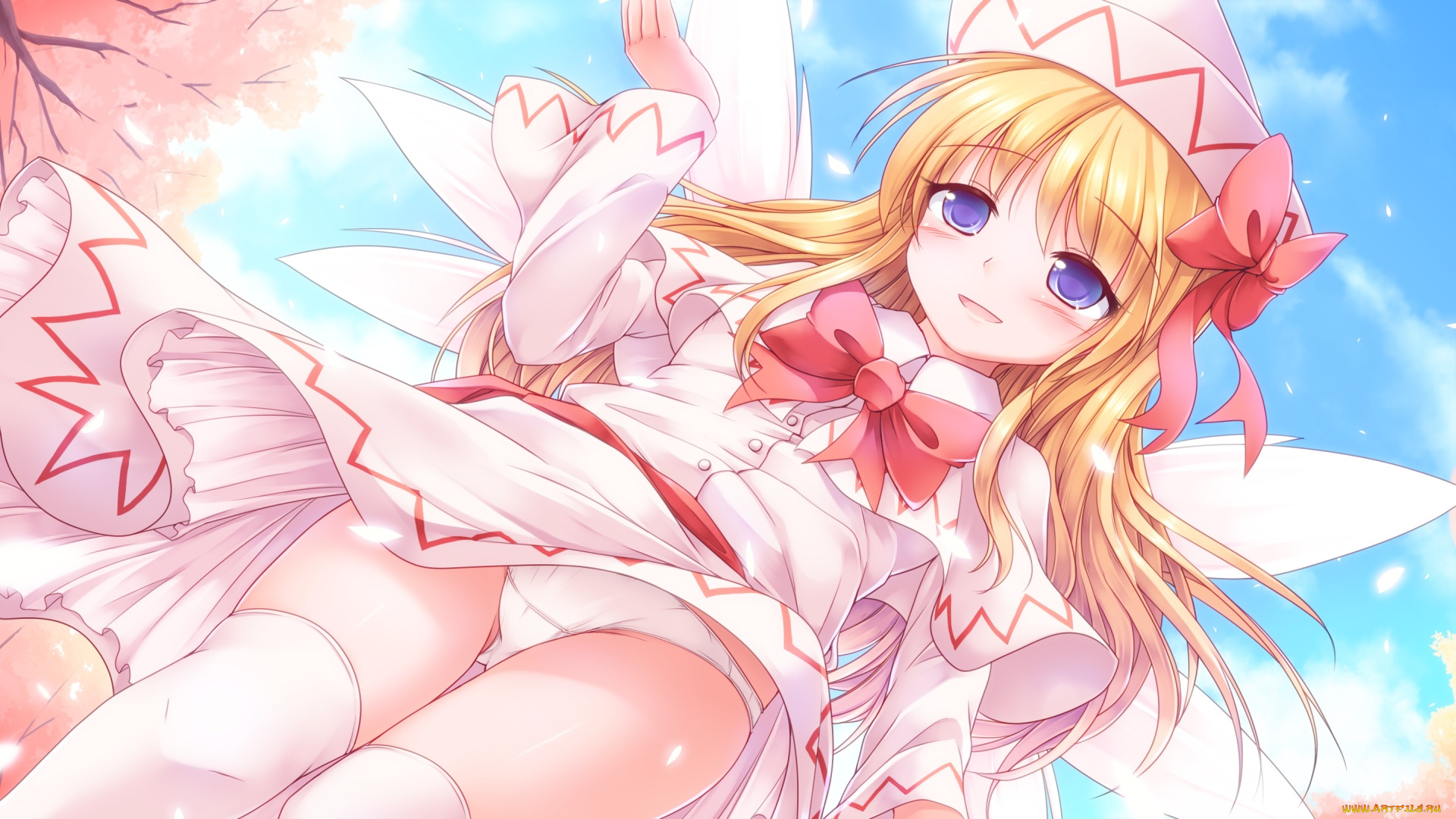 аниме, touhou, девушка, взгляд, фон