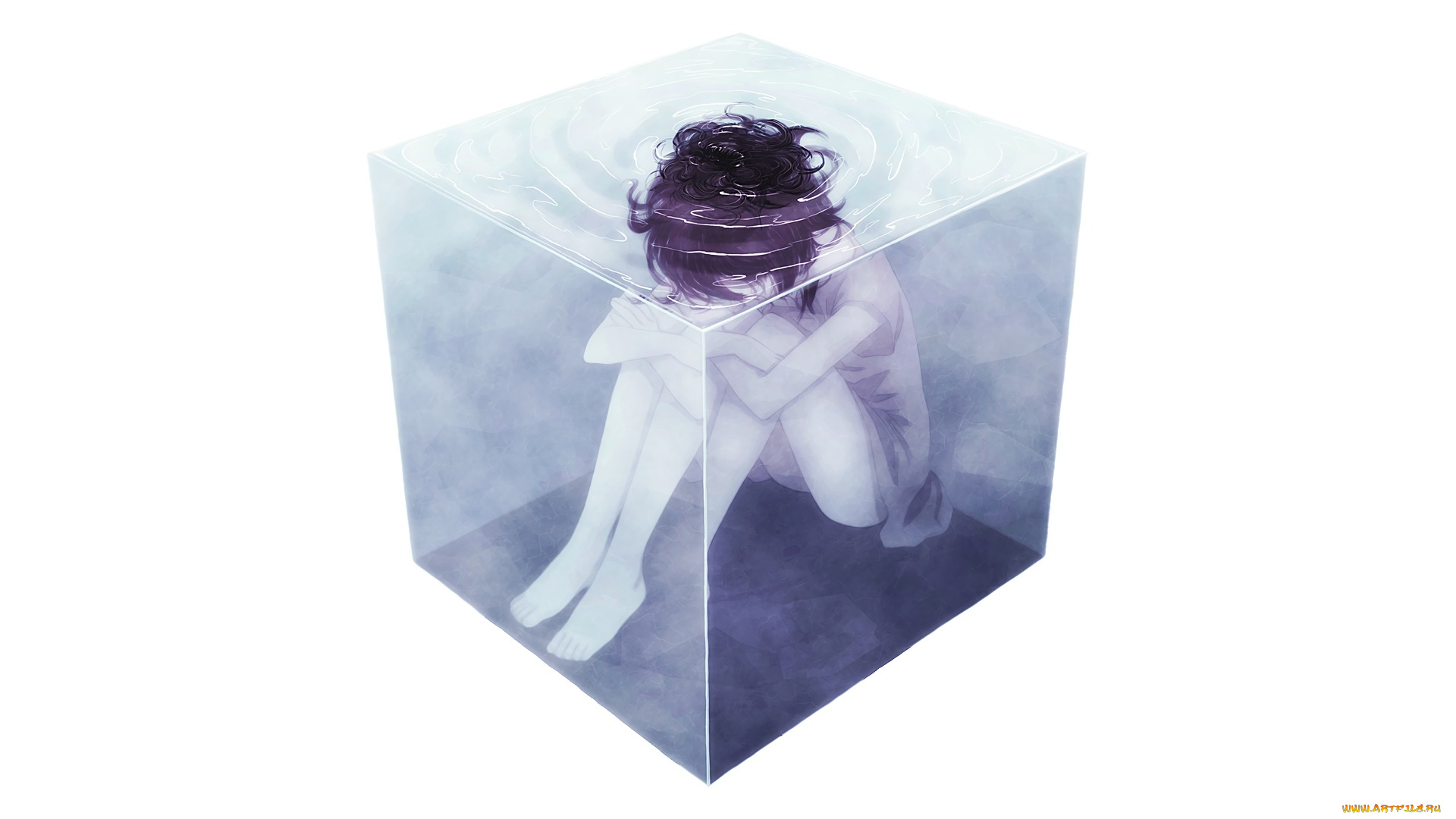 аниме, unknown, , другое, iwai, ryo, арт, куб, вода, девушка