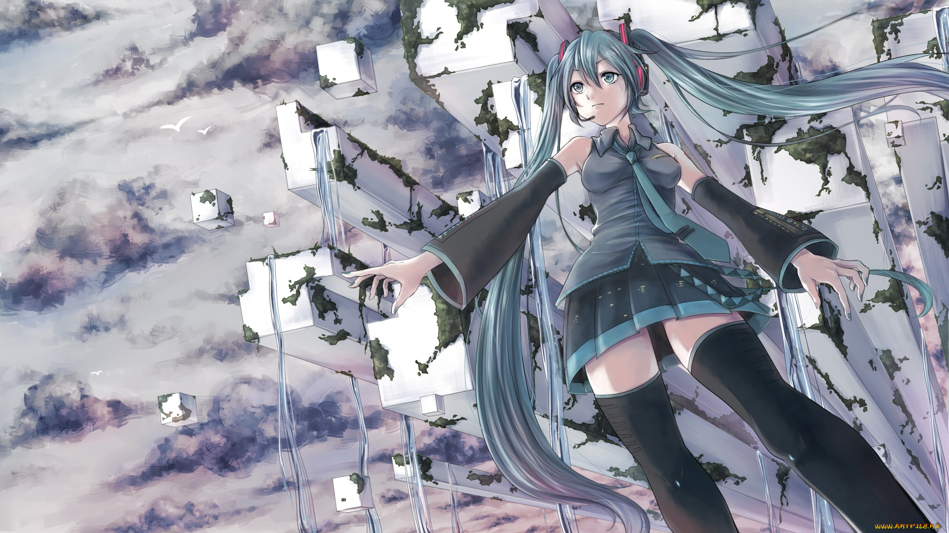 аниме, vocaloid, yukichi-ritsu, hatsune, miku