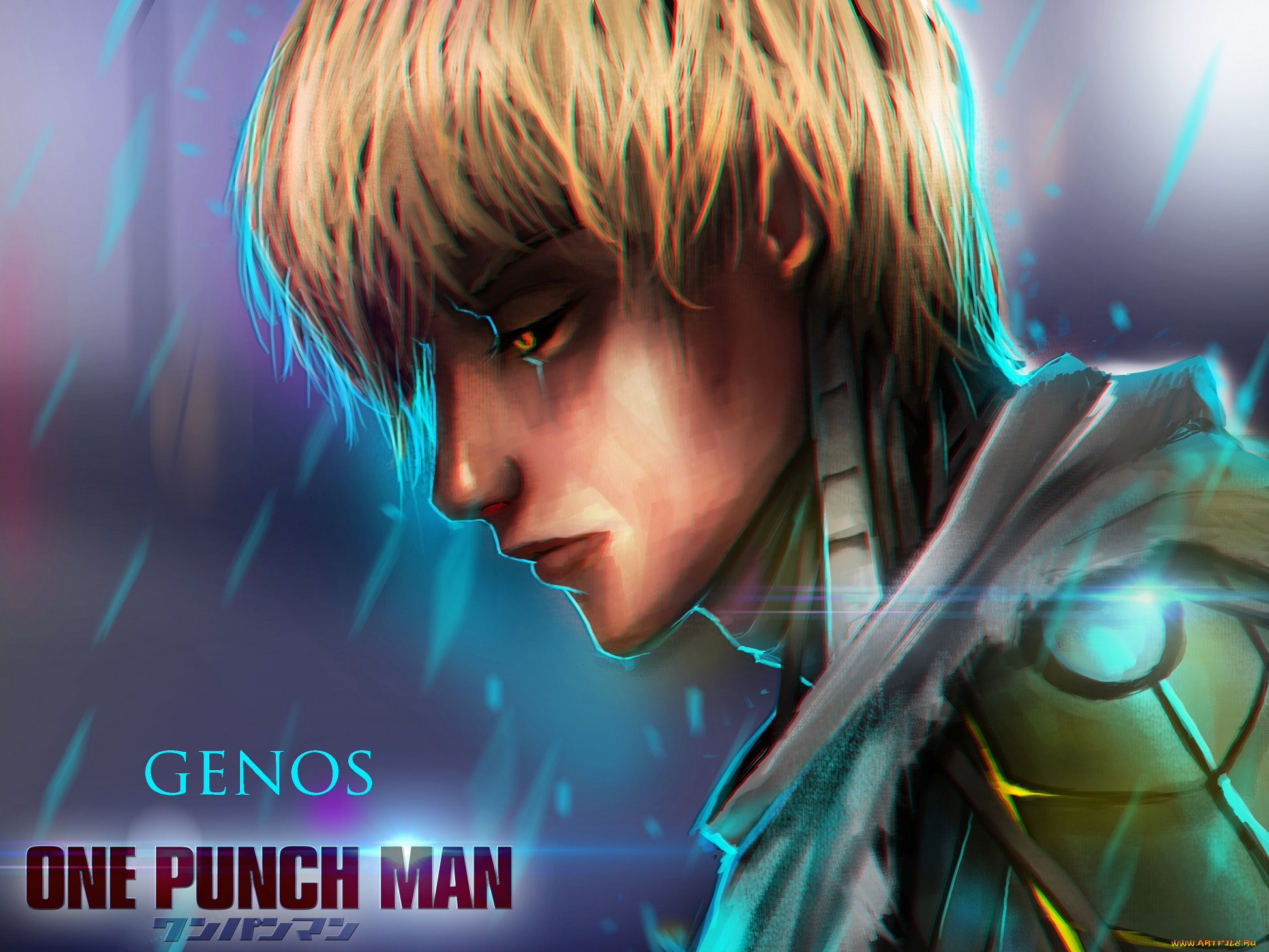 аниме, one, punch, man, genos, onepunch-man, парень, киборг, art, anime