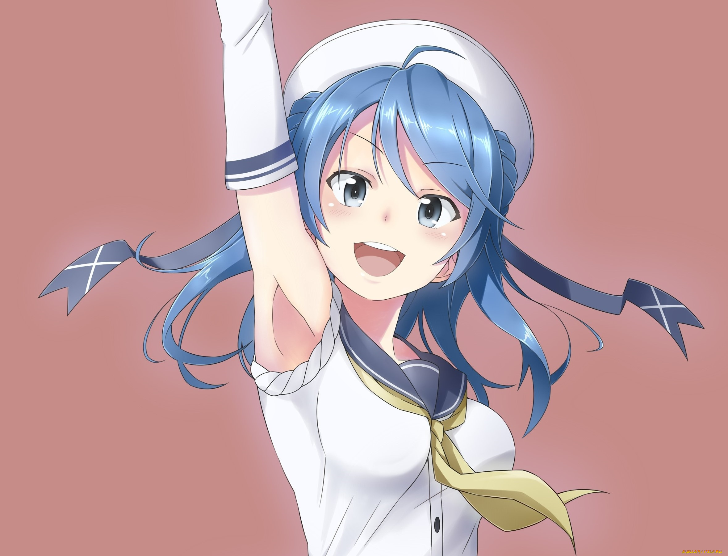 аниме, kantai, collection, девушка, взгляд, фон