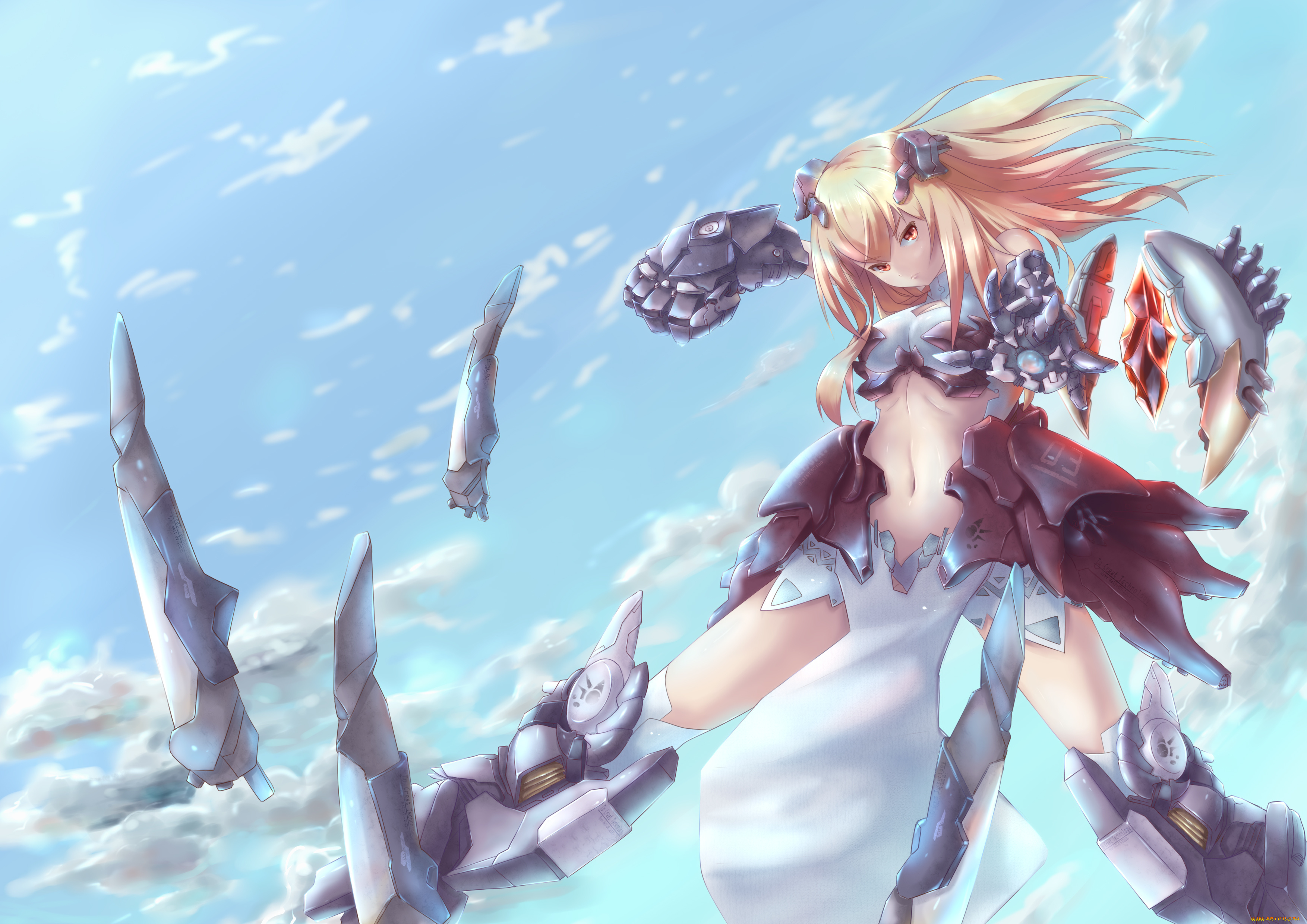 аниме, оружие, , техника, , технологии, арт, девушка, доспехи, броня