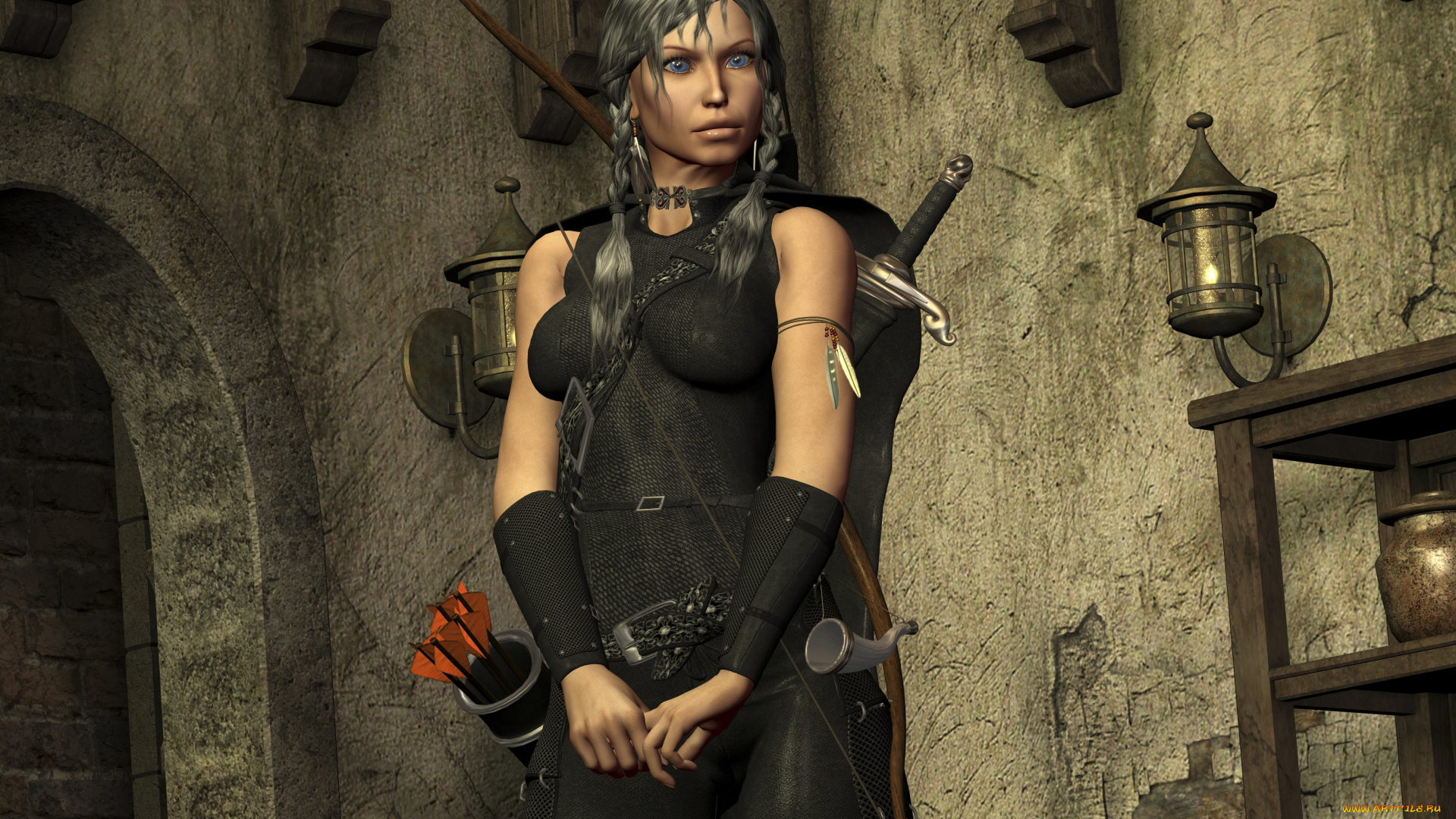 3д, графика, амазонки, , amazon, фон, взгляд, девушка