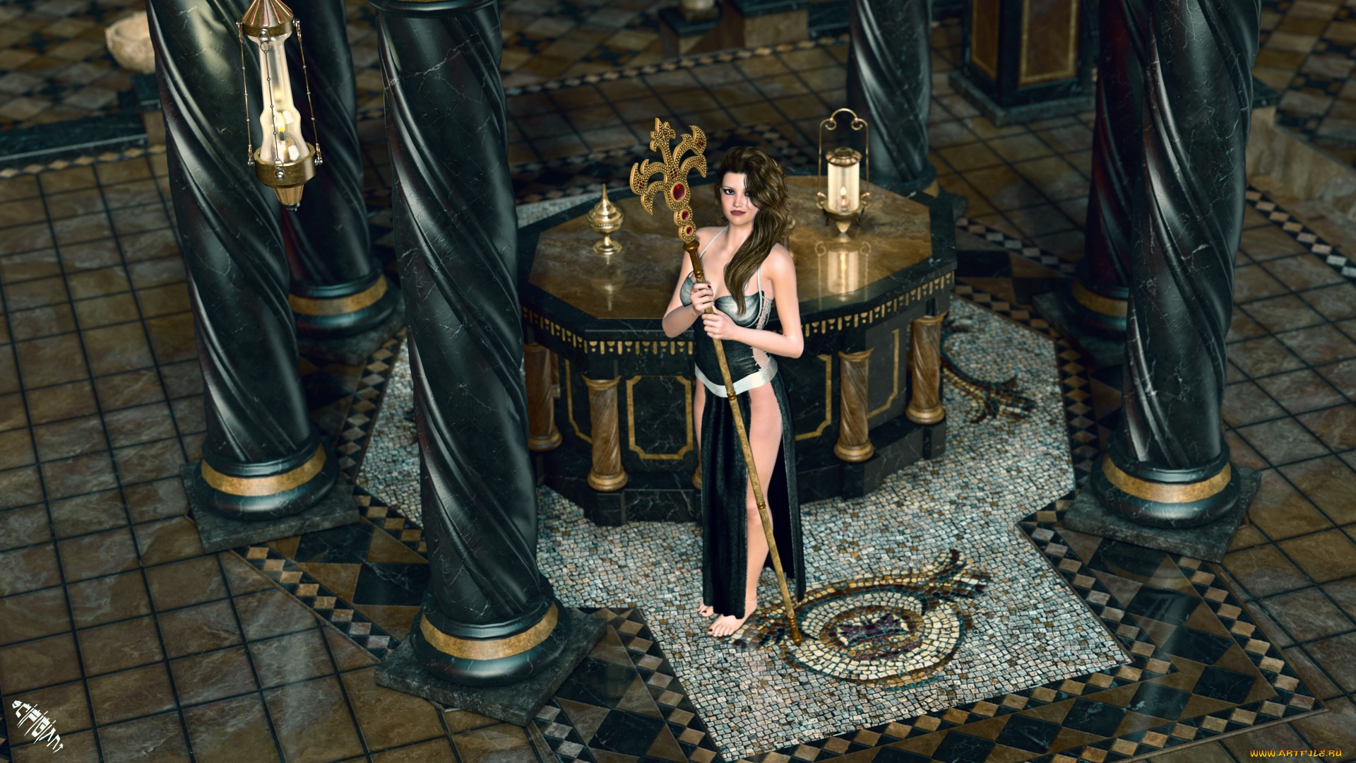 3д, графика, фантазия, , fantasy, девушка, взгляд, фон