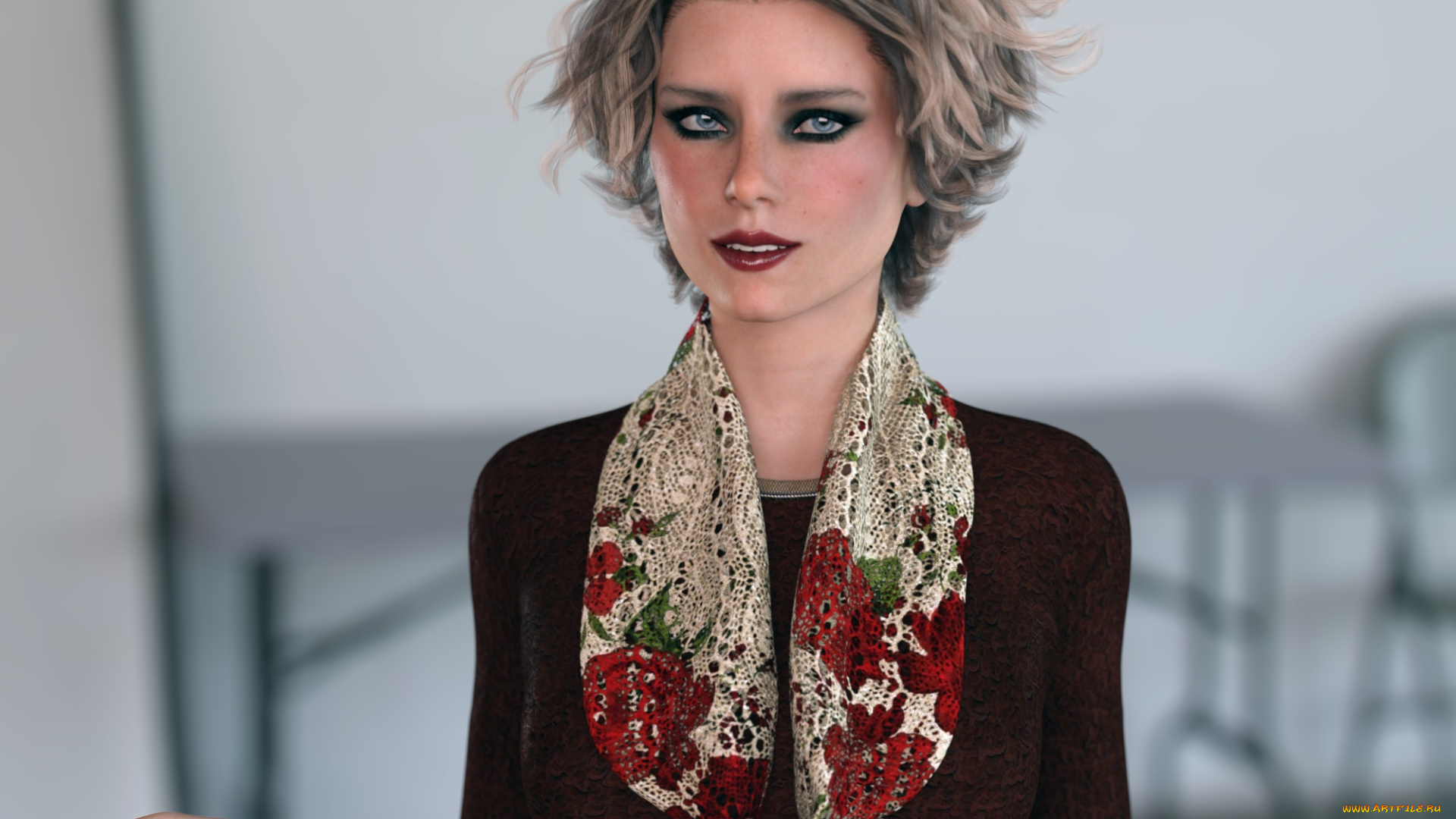 3д, графика, люди, , people, девушка, взгляд, фон