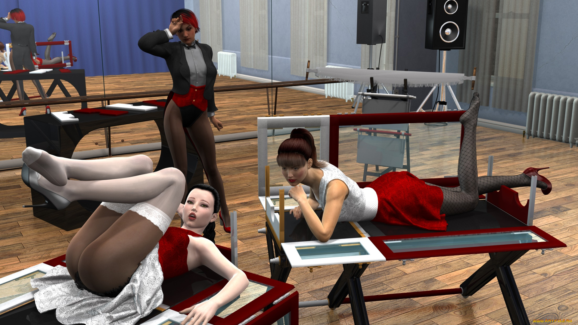 3д, графика, люди, , people, девушки, взгляд, фон