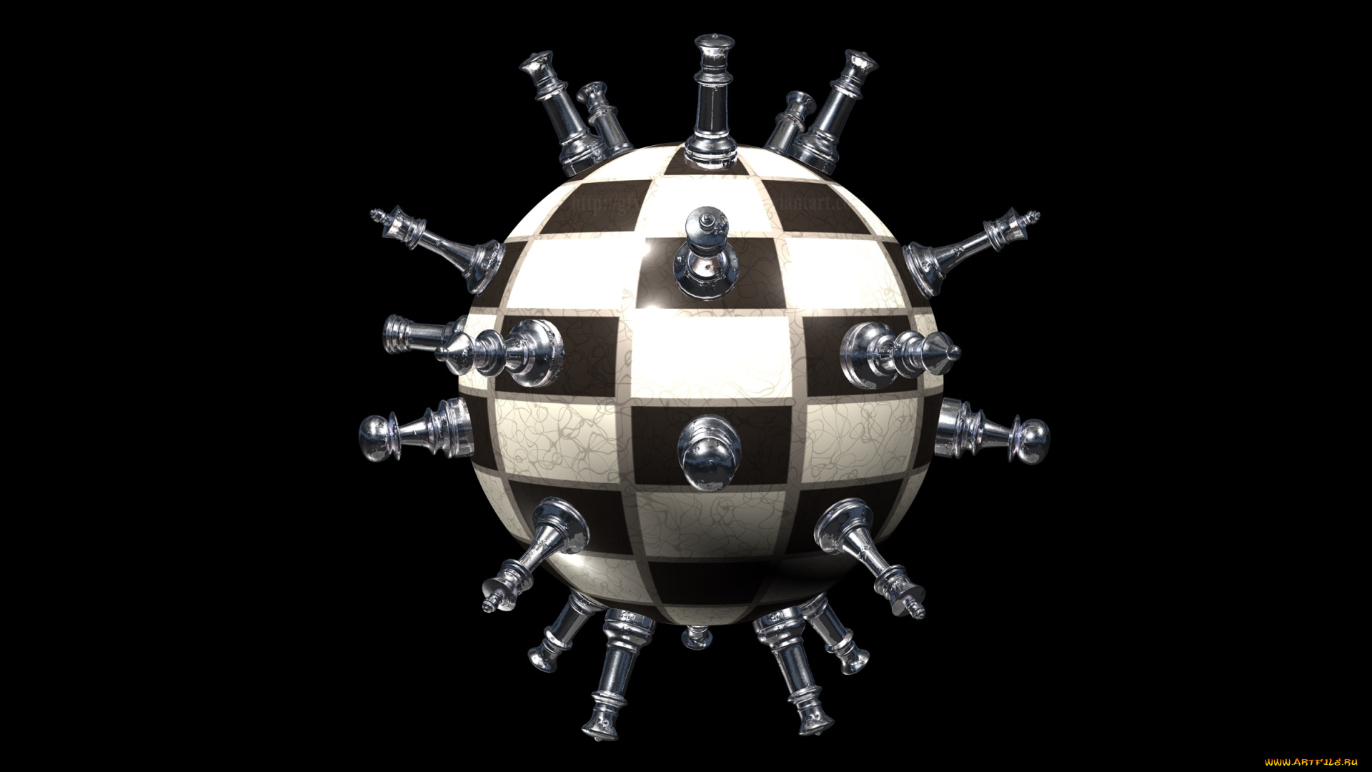 3д, графика, моделирование, , modeling, шахматы, шар