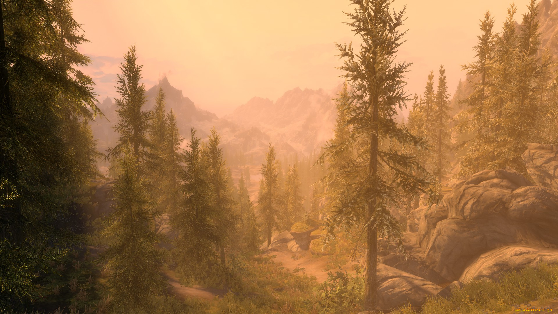 3д, графика, природа, , nature, облака, лес, горы