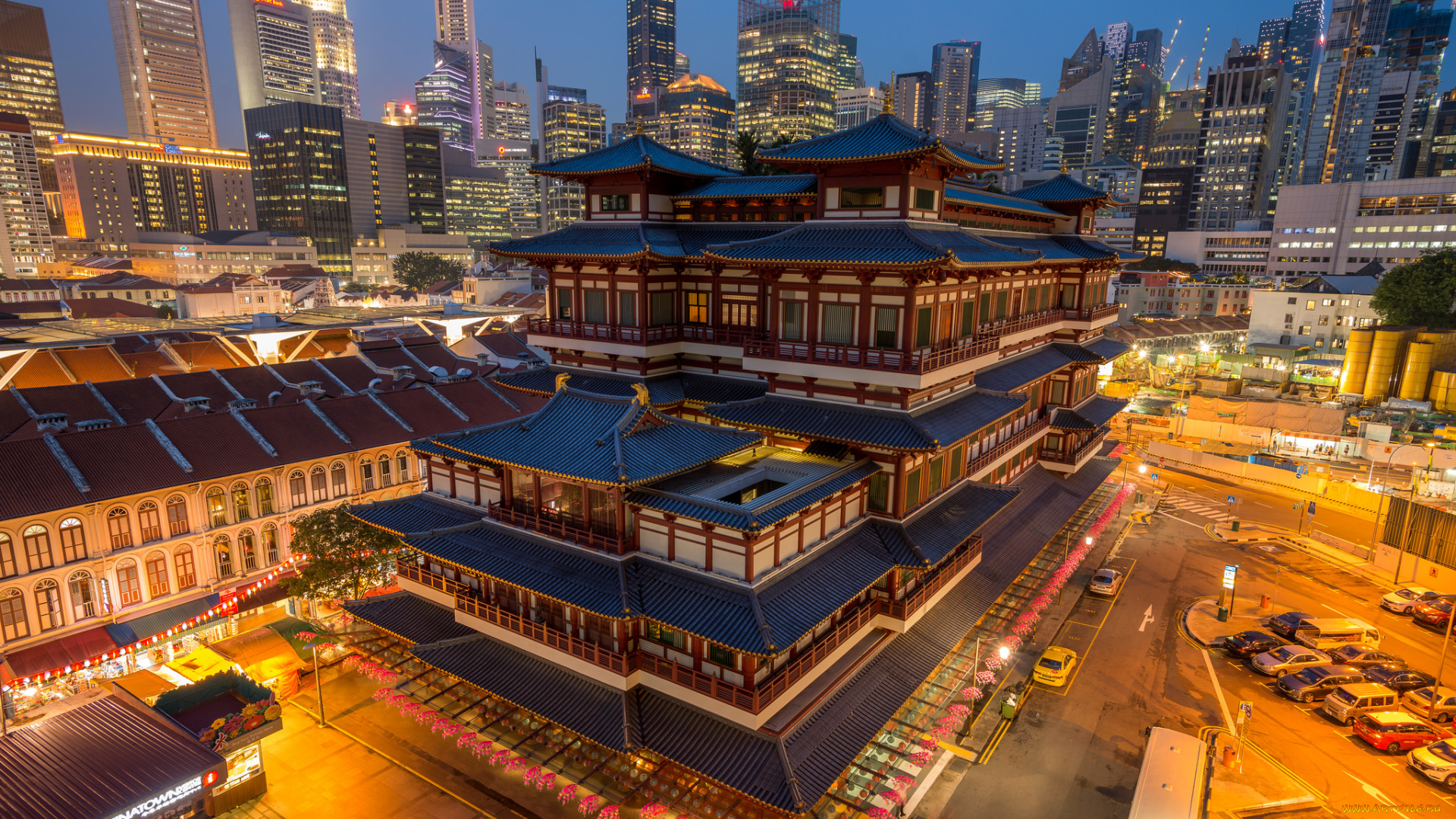 chinese, temple, , singapore, city, города, сингапур, , сингапур, храм, ночь