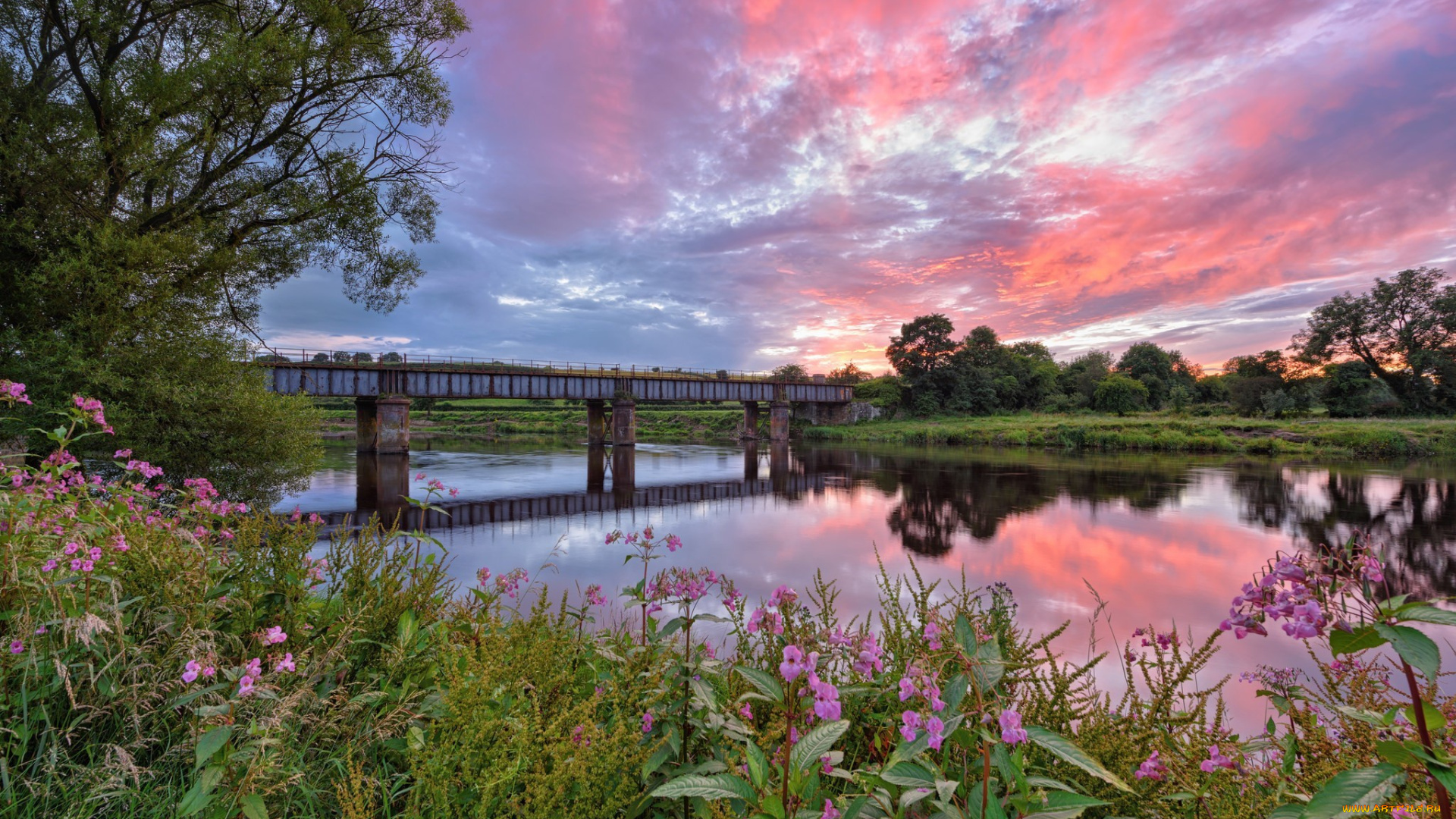 города, -, мосты, мост, река, природа, небо