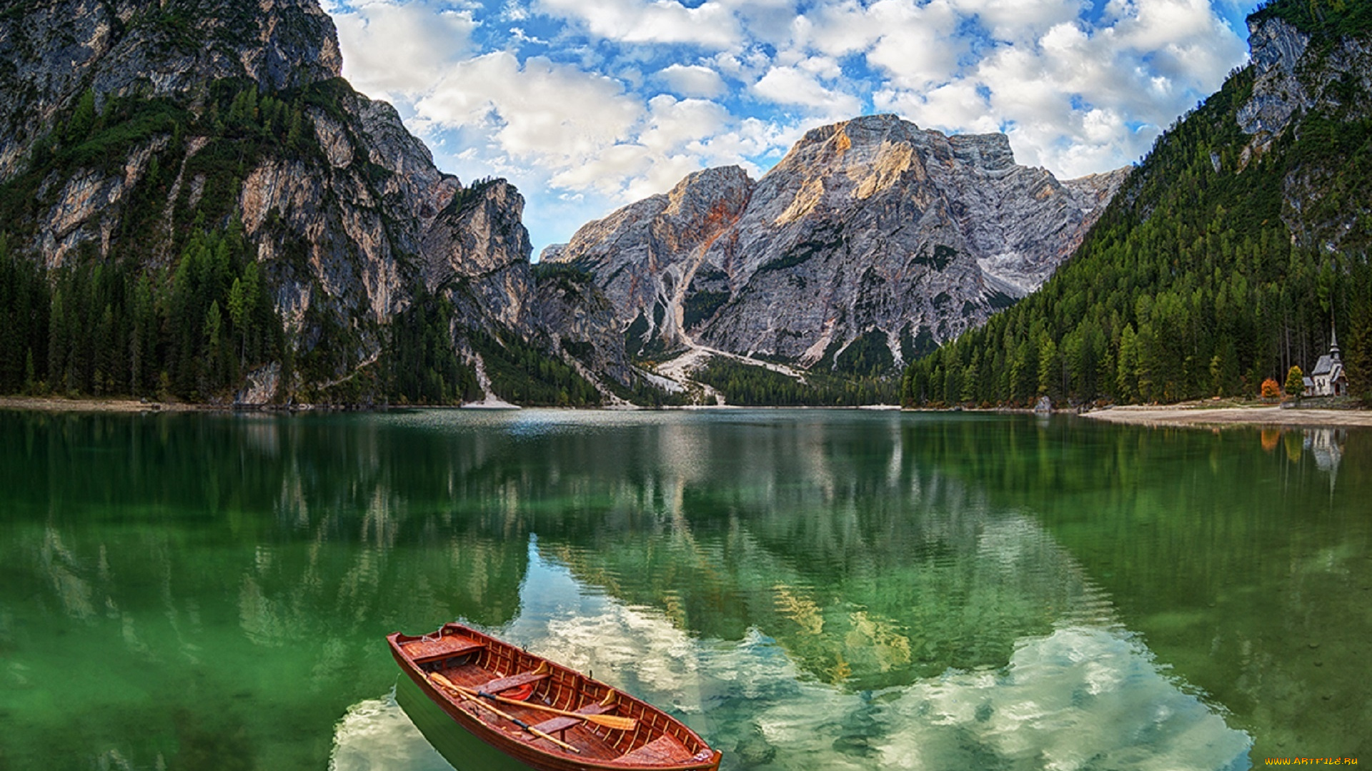 корабли, лодки, , шлюпки, отражение, горы, лодка, озеро, браиес, щипкова, елена, доломитовые, альпы