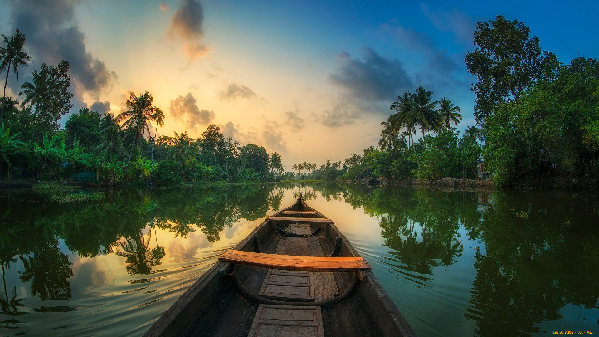 корабли, лодки, , шлюпки, отражения, джунгли, пальмы, лодка, река