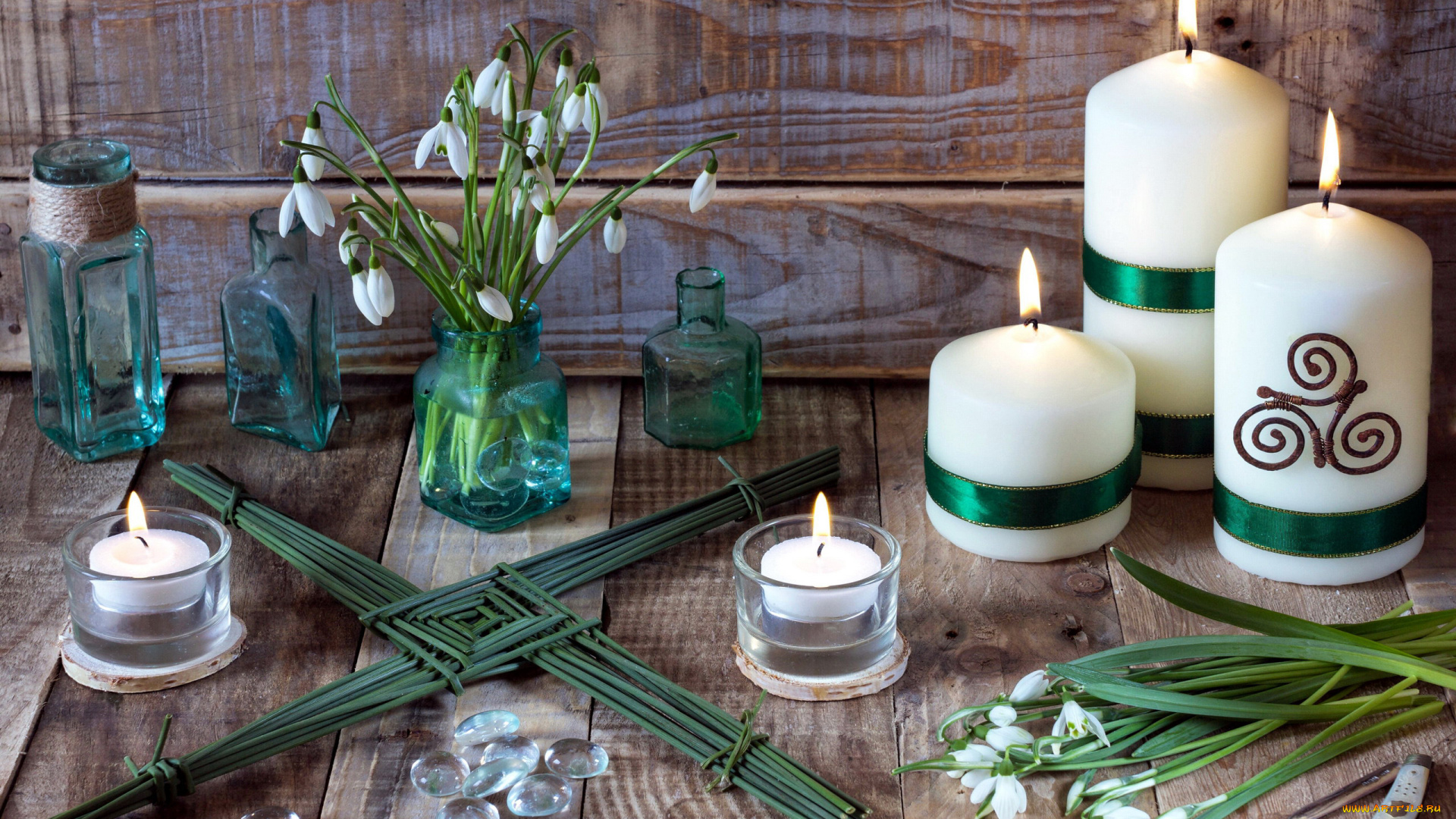 разное, свечи, подсвечники, подснежники