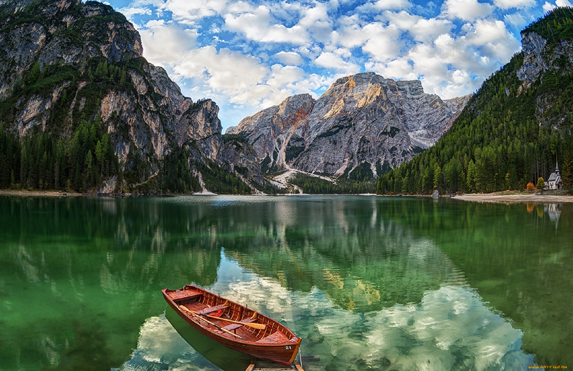 корабли, лодки, , шлюпки, отражение, горы, лодка, озеро, браиес, щипкова, елена, доломитовые, альпы