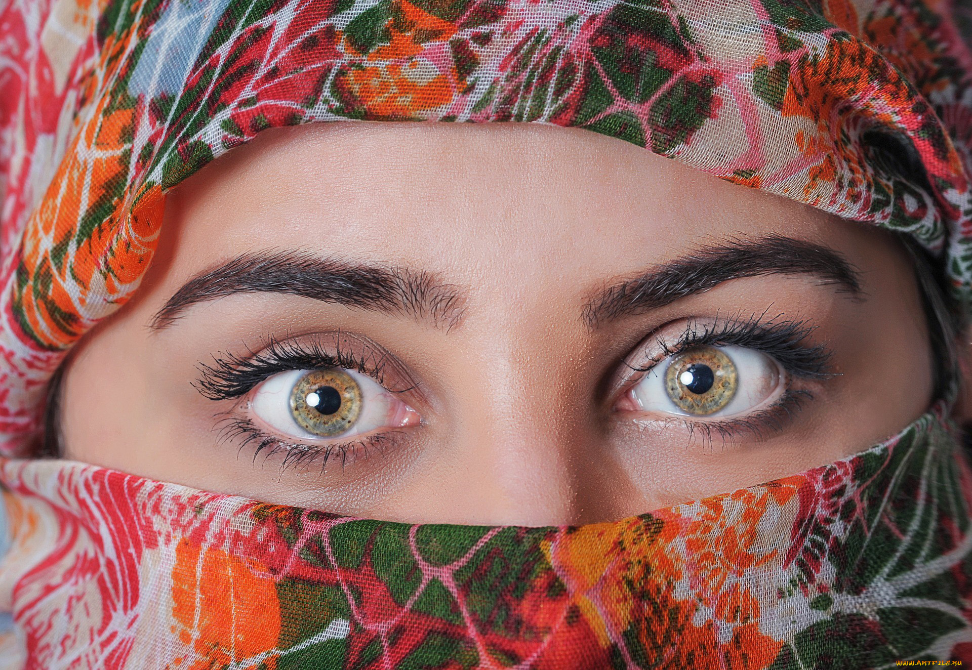 разное, глаза, платок, макияж