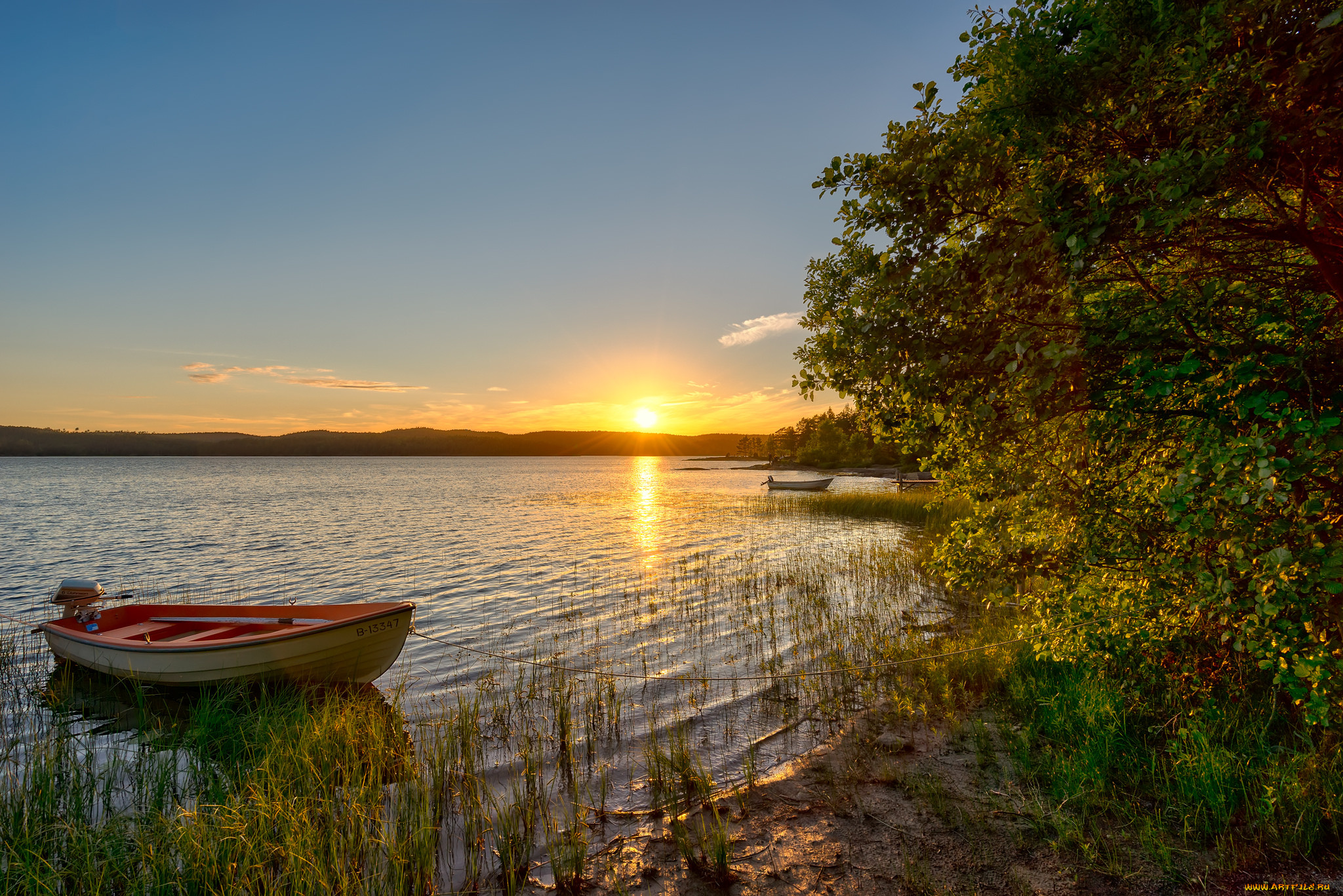 корабли, лодки, , шлюпки, река, лес