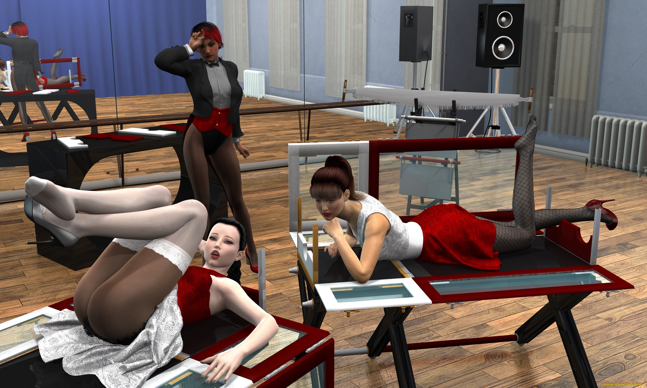 3д, графика, люди, , people, девушки, взгляд, фон