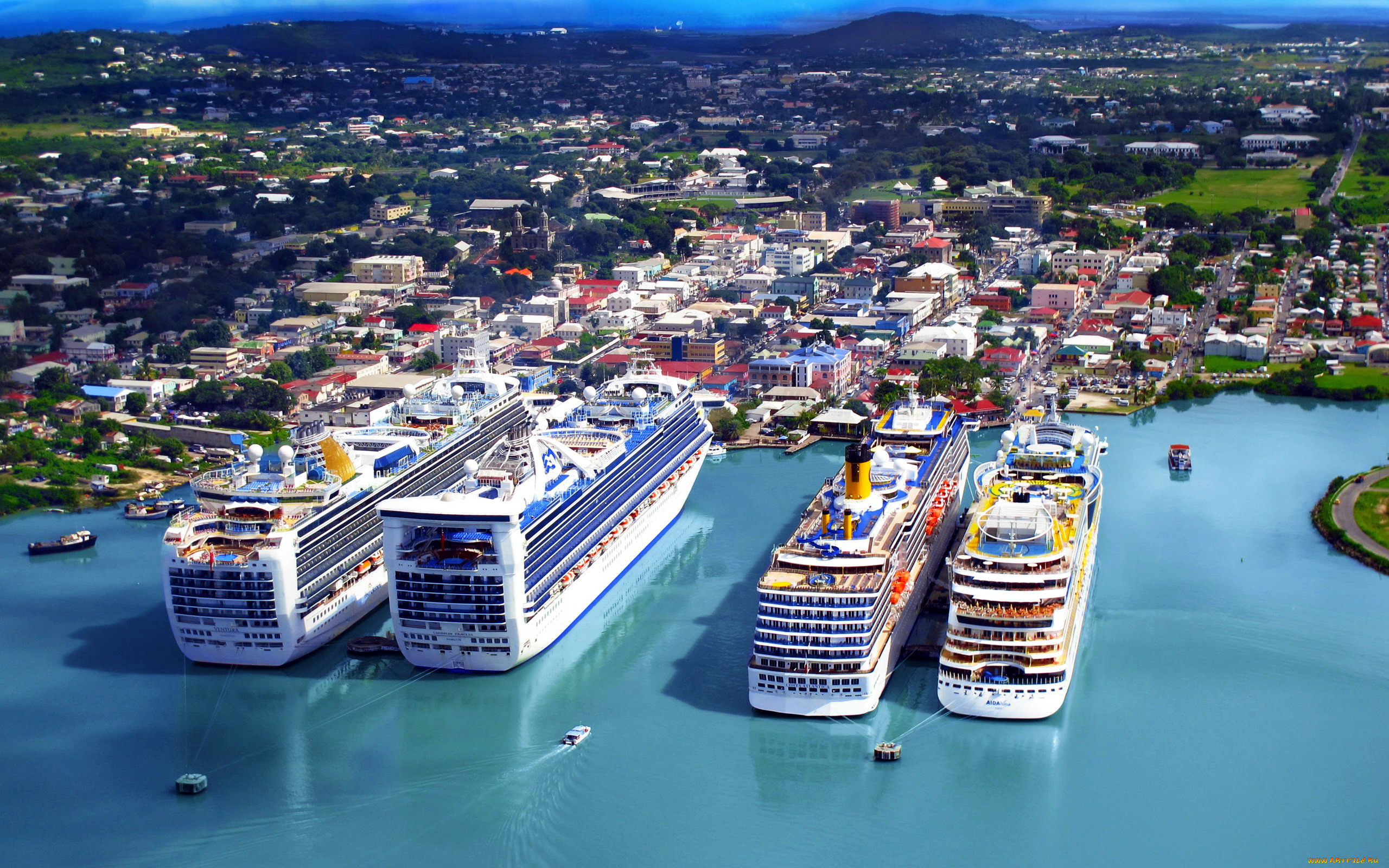 корабли, лайнеры, панорама