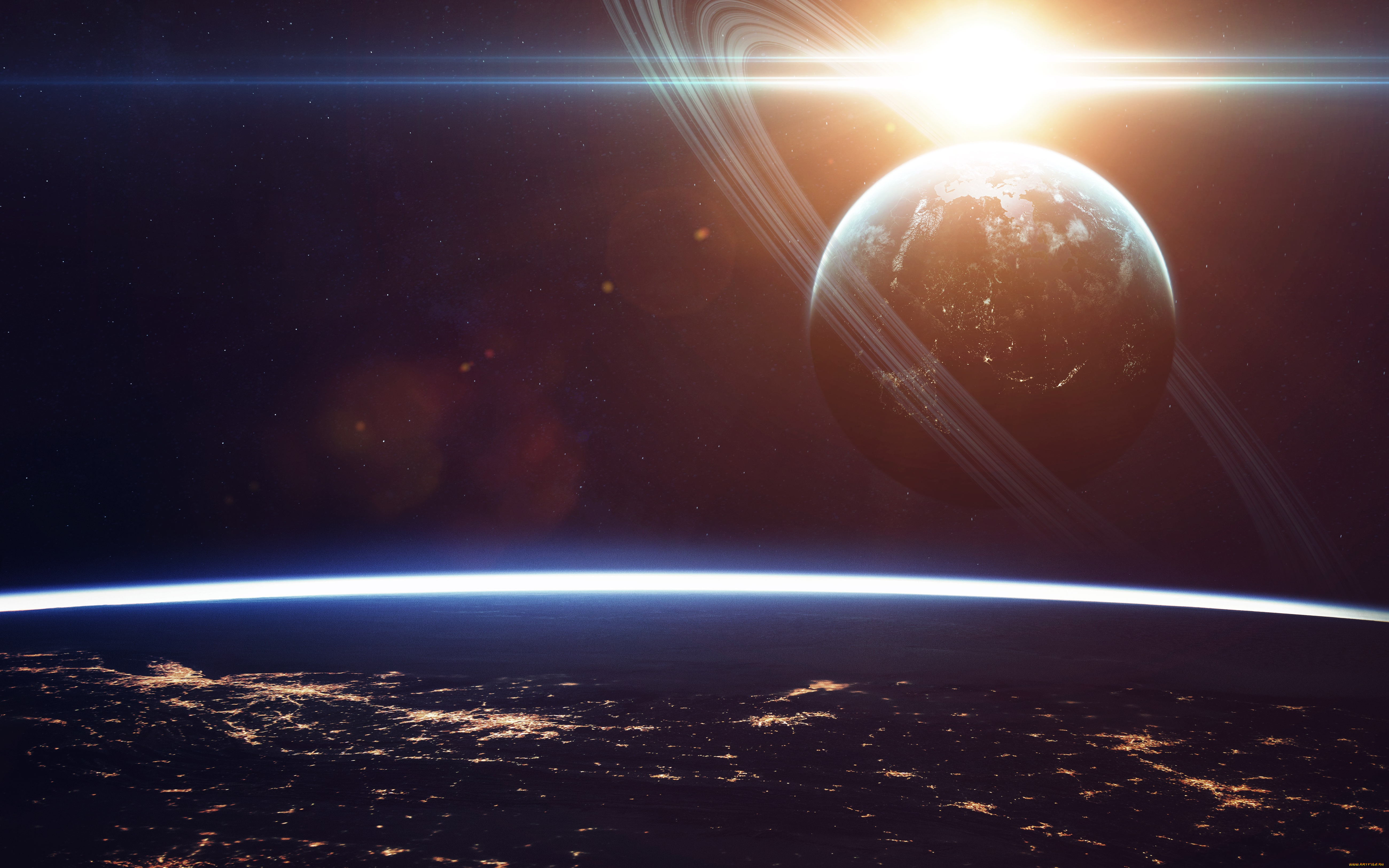 космос, арт, вселенная, планета, галактика, звезды