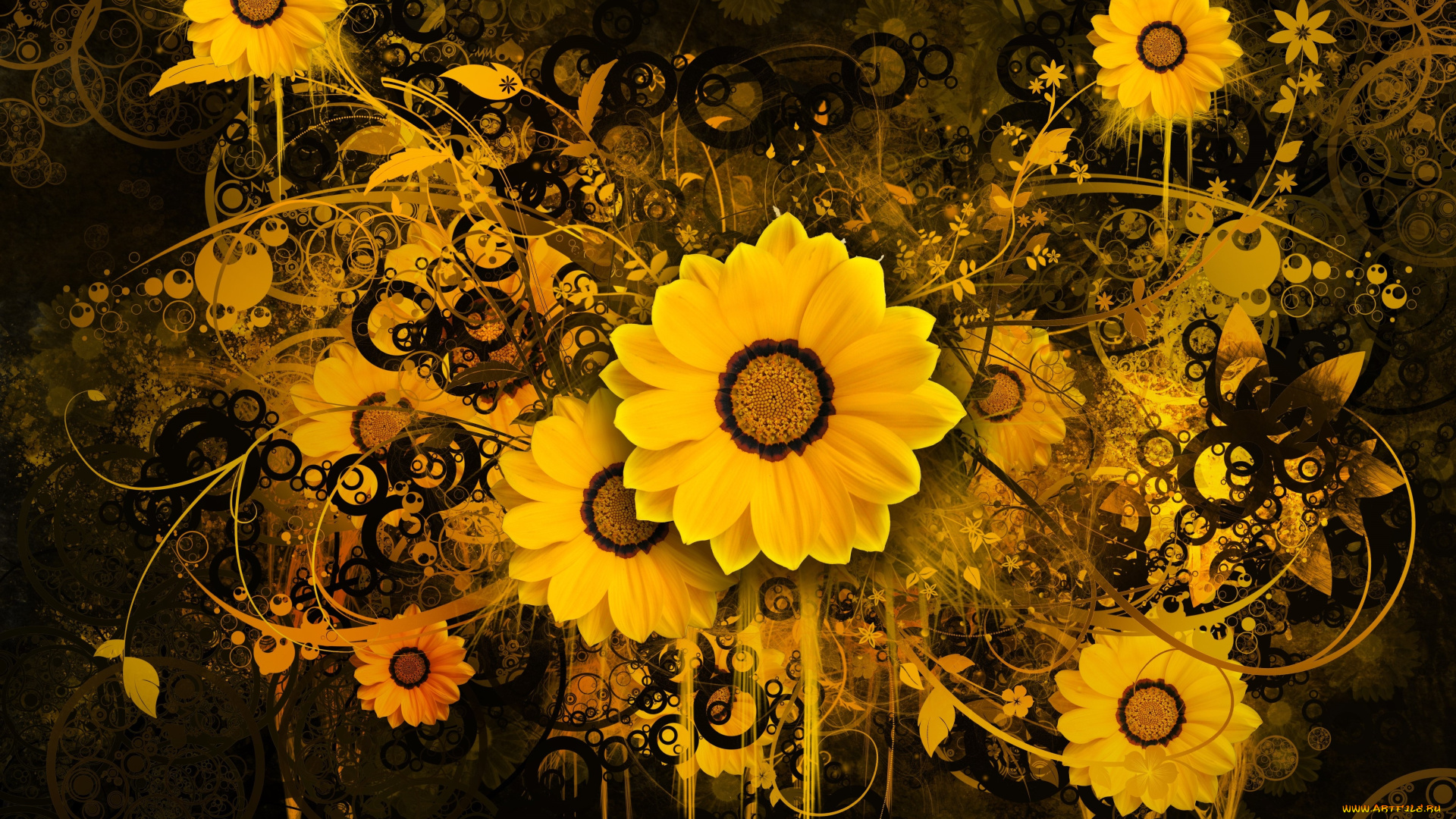 разное, компьютерный, дизайн, подсолнух