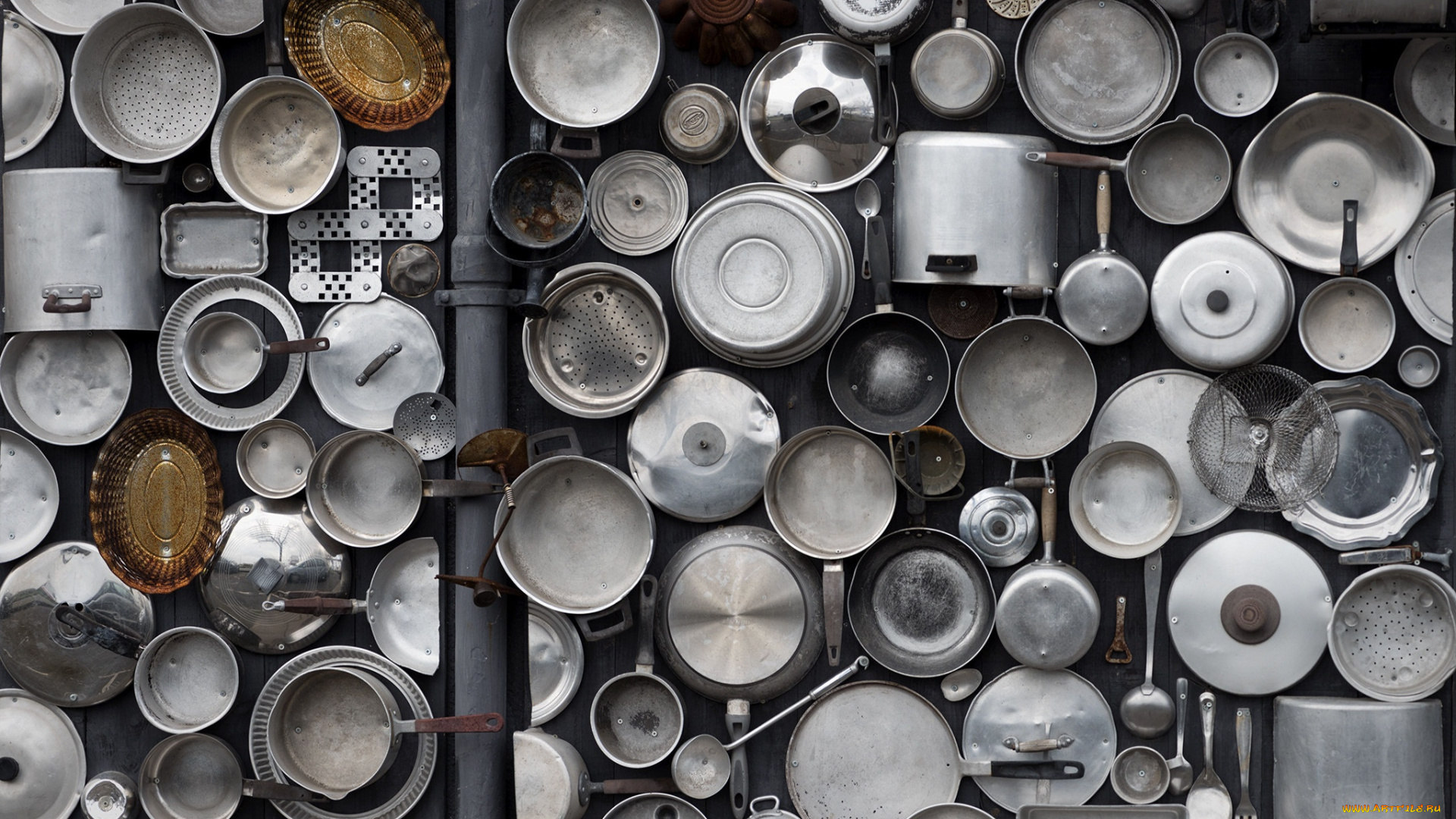 разное, посуда, , столовые, приборы, , кухонная, утварь, фон, висячие, горшки, приборы