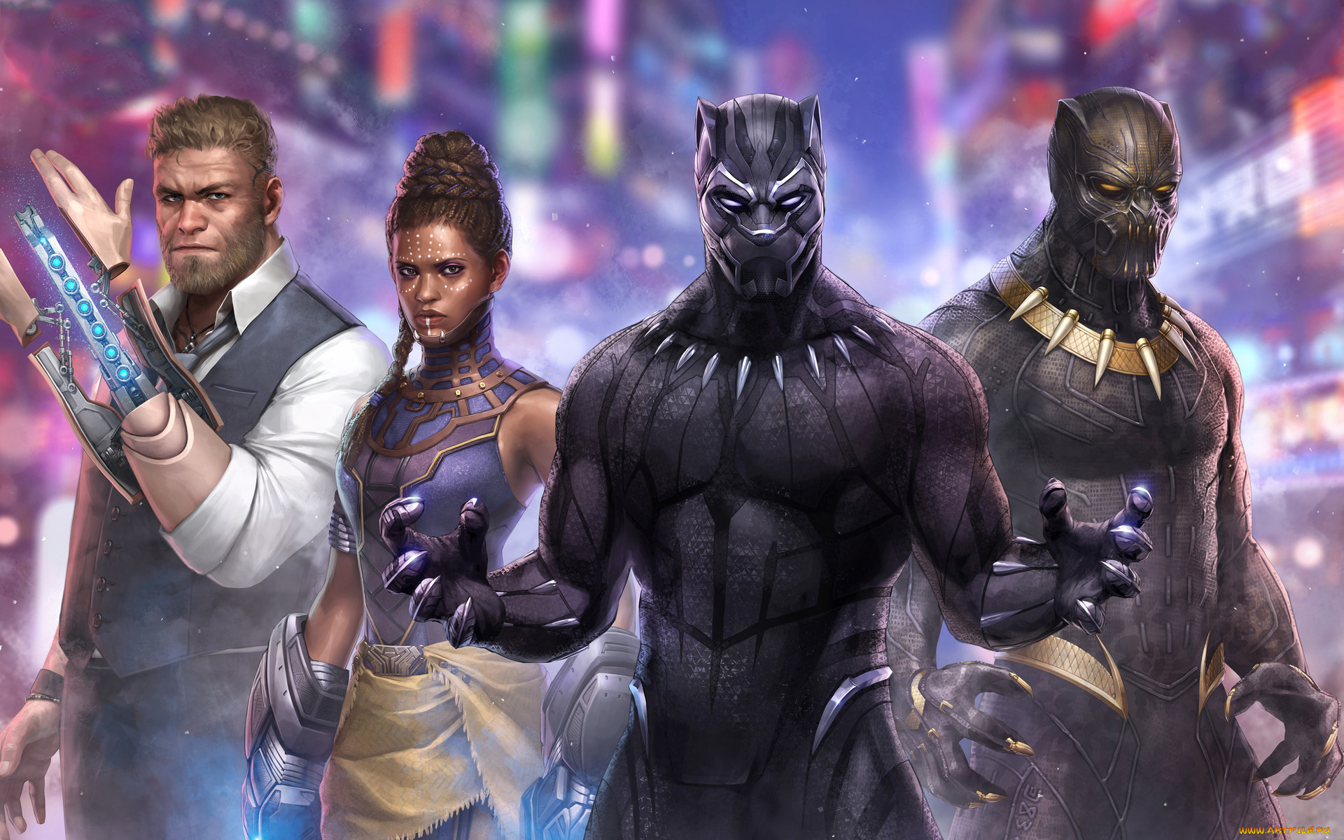 black, panther, marvel, future, fight, artwork, рисованное, кино, artwork, fight, future, marvel, black, panther