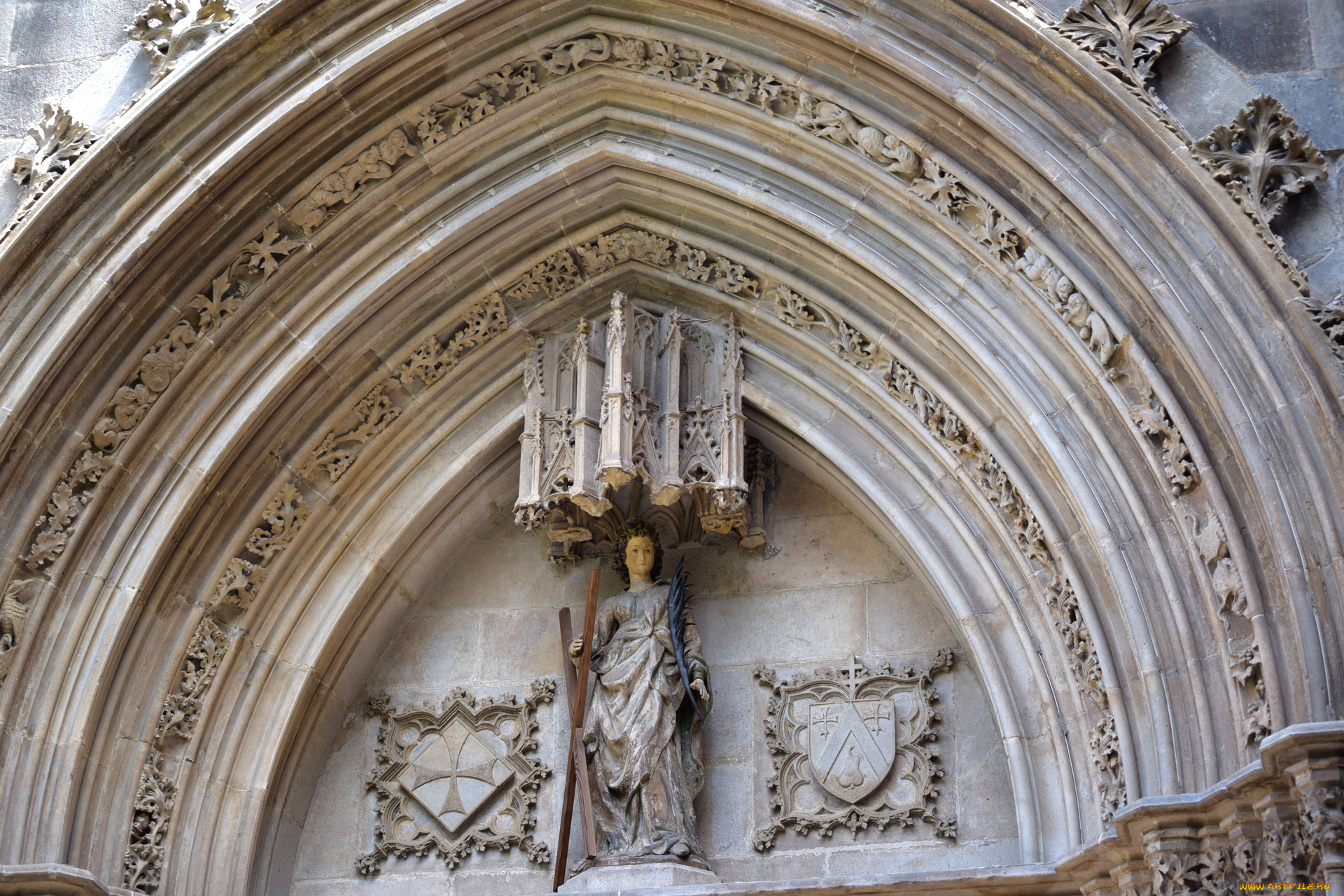 барселона, разное, элементы, архитектуры, женщина