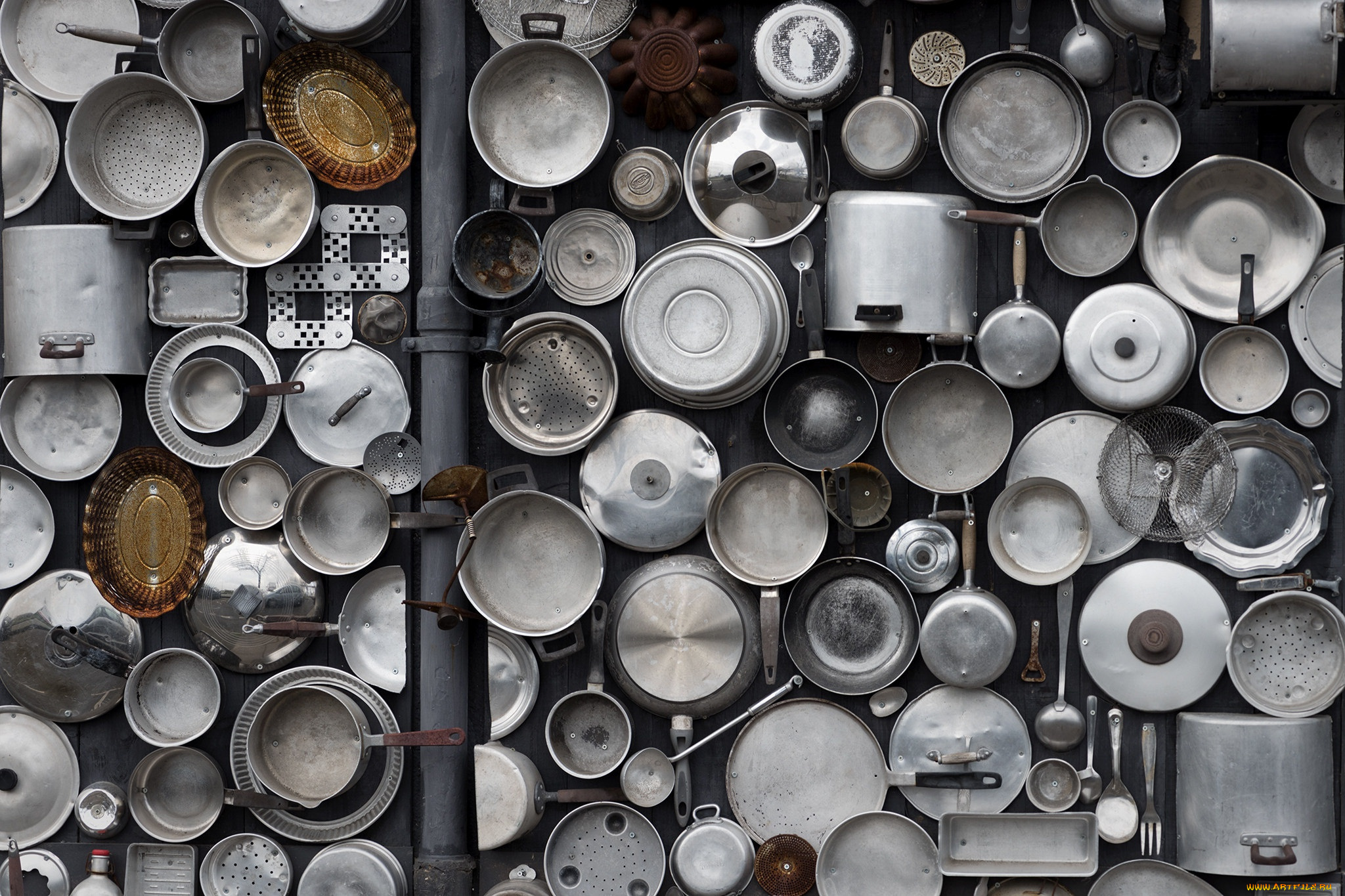 разное, посуда, , столовые, приборы, , кухонная, утварь, фон, висячие, горшки, приборы