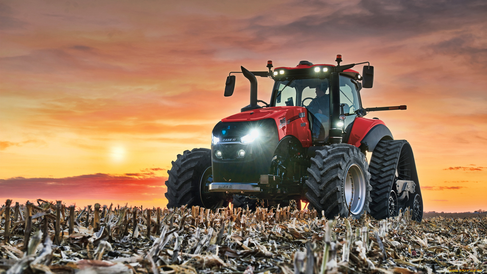 2019, case, ih, magnum, 340, техника, тракторы, на, гусенецах, урожай, тракторы, 2019, сельхозтехника, hdr, уборка, кукурузы, трактор, в, поле, сельское, хозяйство, case