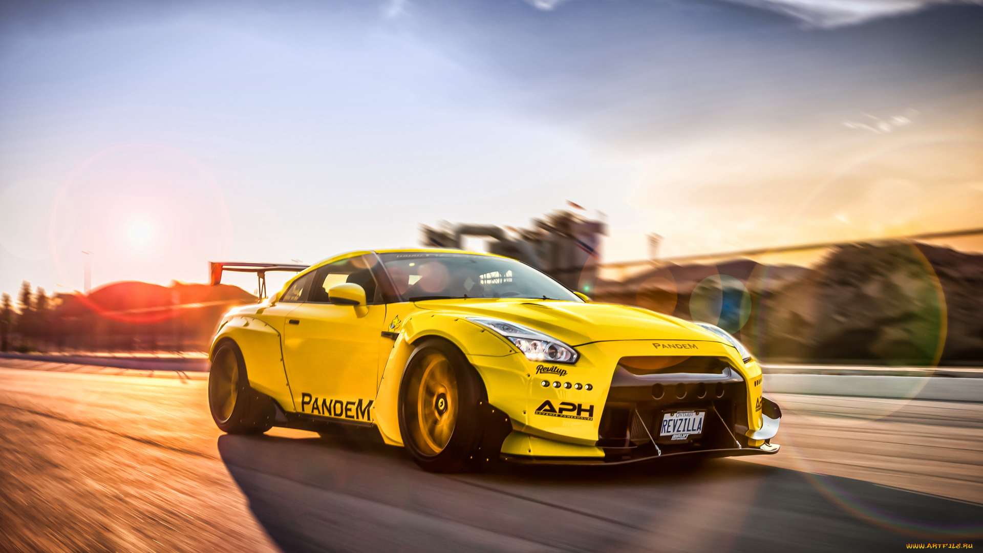 2019, pandem, nissan, gt-r, , rocket, bunny, автомобили, nissan, datsun, 2019, года, желтый, суперкары, японские, rocket, bunny, тюнинг