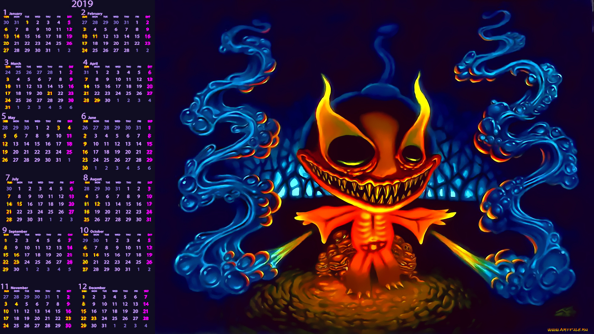 календари, фэнтези, существо