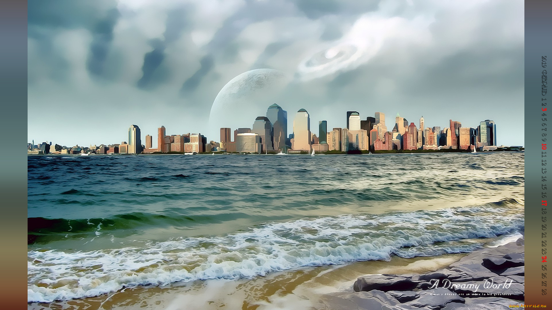 календари, компьютерный, дизайн, водоем, планета, здание, небоскреб