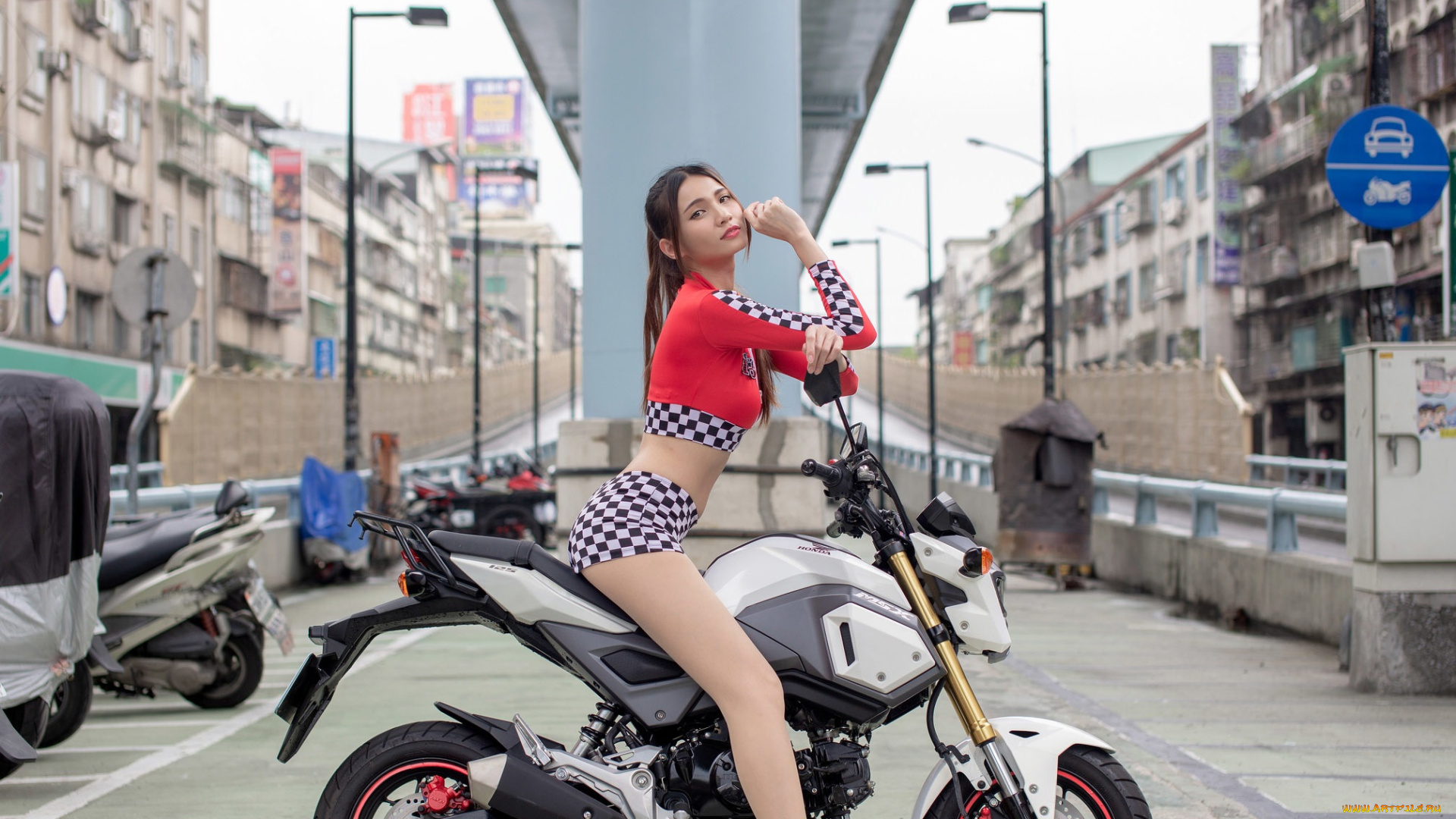 мотоциклы, мото, с, девушкой, фон, взгляд, девушка