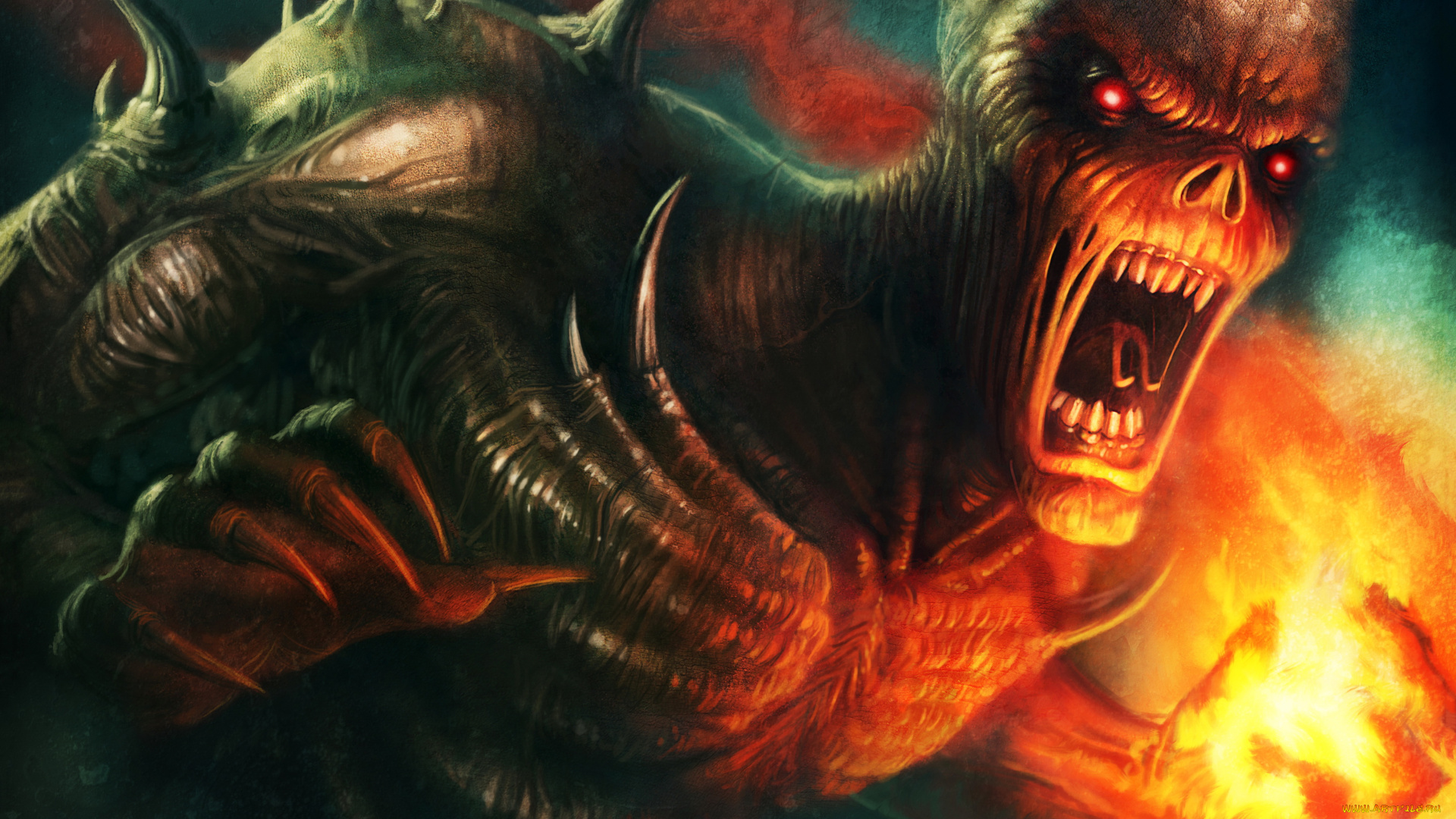 видео, игры, doom, ii, фон, существо, огонь