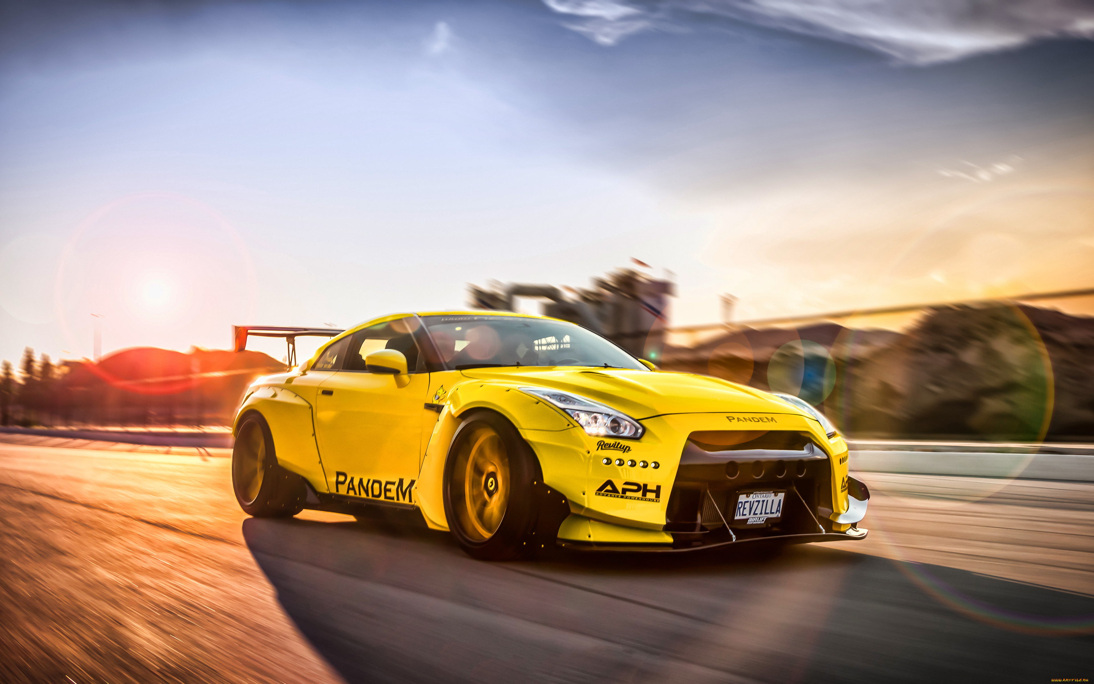 2019, pandem, nissan, gt-r, , rocket, bunny, автомобили, nissan, datsun, 2019, года, желтый, суперкары, японские, rocket, bunny, тюнинг